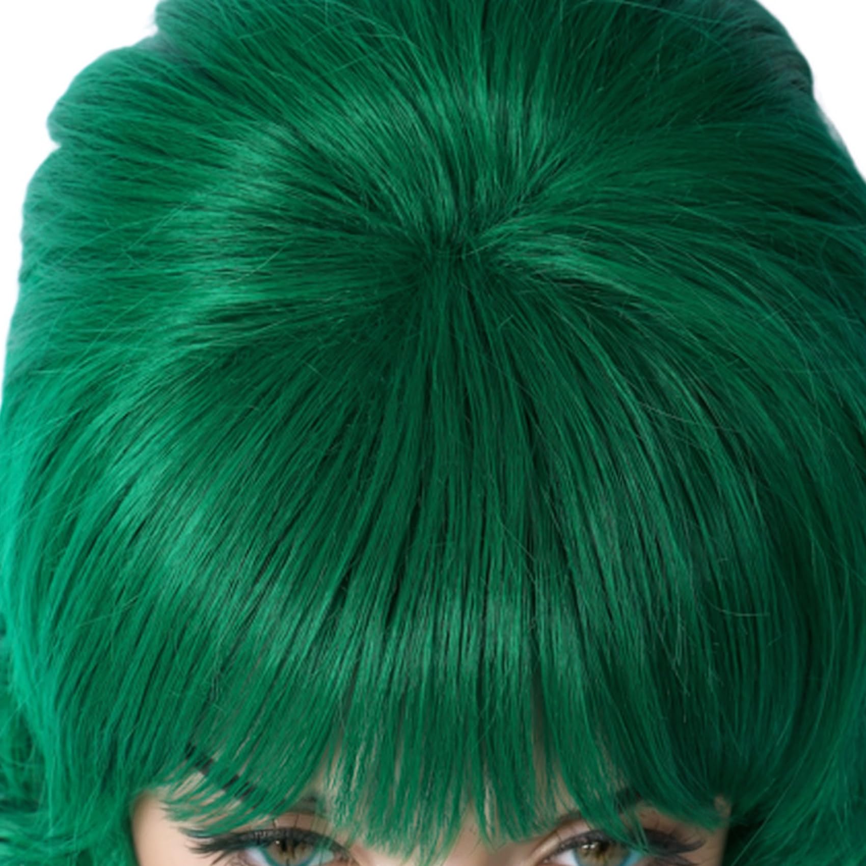 Linfairy Long Wavy Wig Big Bouffant Beehive Wigs for Women fits 50s 80s Costume (Green) - Image 2