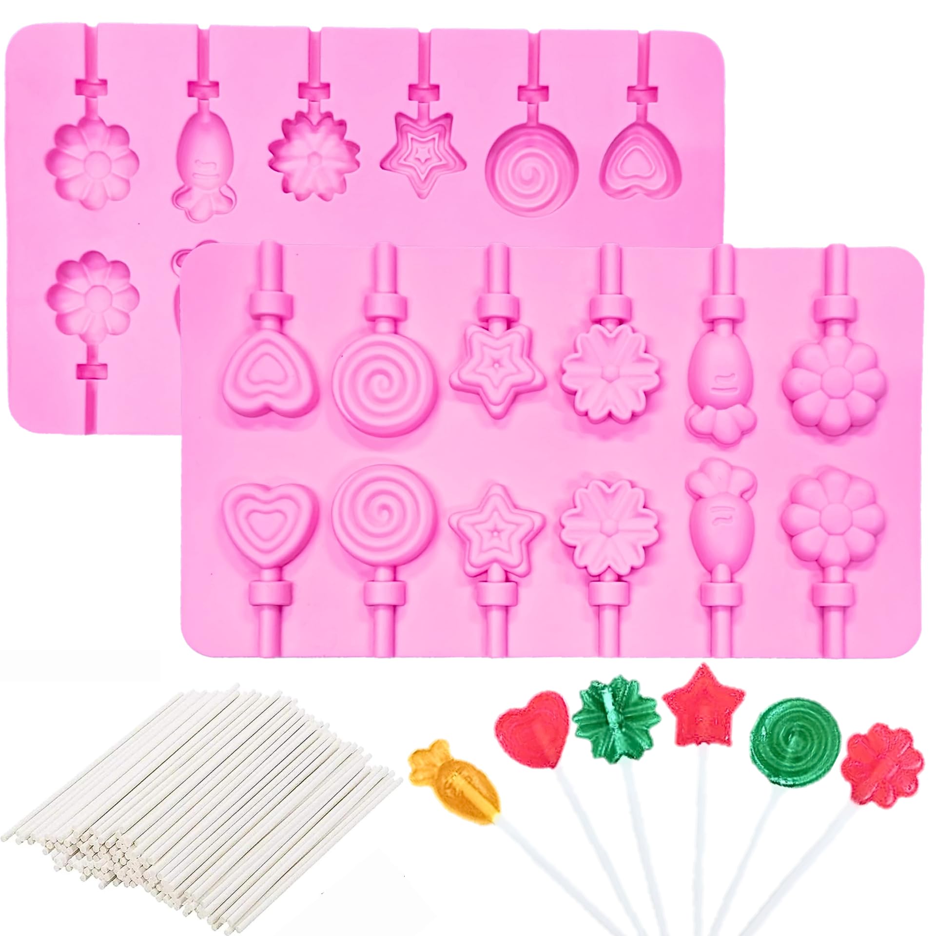 HUSAINI MART | Multicolour 12-Even Lollipop Silicone Mold with 25 Lolipop Sticks DIY Production Reusable Moulds Tray Mold Decoration Kitchen Accessories Creative Gift-image-31