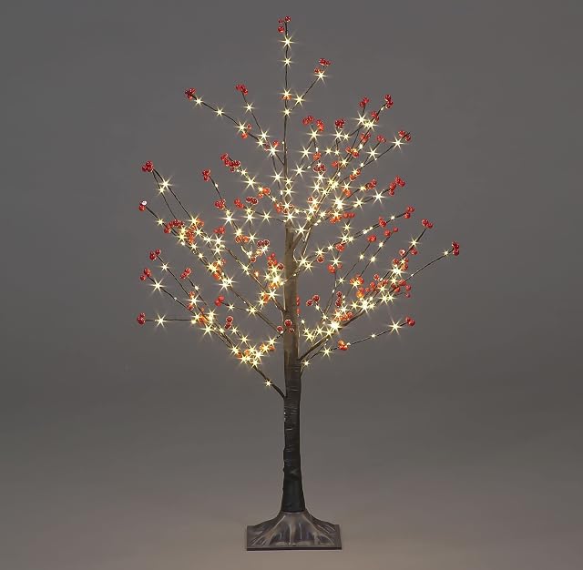 Abaseen Pre-Lit Brown 6FT Twig Tree, Artificial Christmas Tree with 96 Warm White LEDs, Decoration for Wedding, Holiday, Halloween (Pre-Lit Brown Twig Tree, 6 FT)