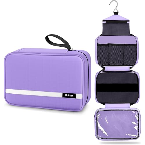 Maliton Toiletry Bag for Men & Women Travel Toiletry Bag Hanging Toiletry Bag Hygiene Organizer with 4 Compartments Waterproof Bathroom Shower Bag Large Toiletries Travel Bag (Purple)