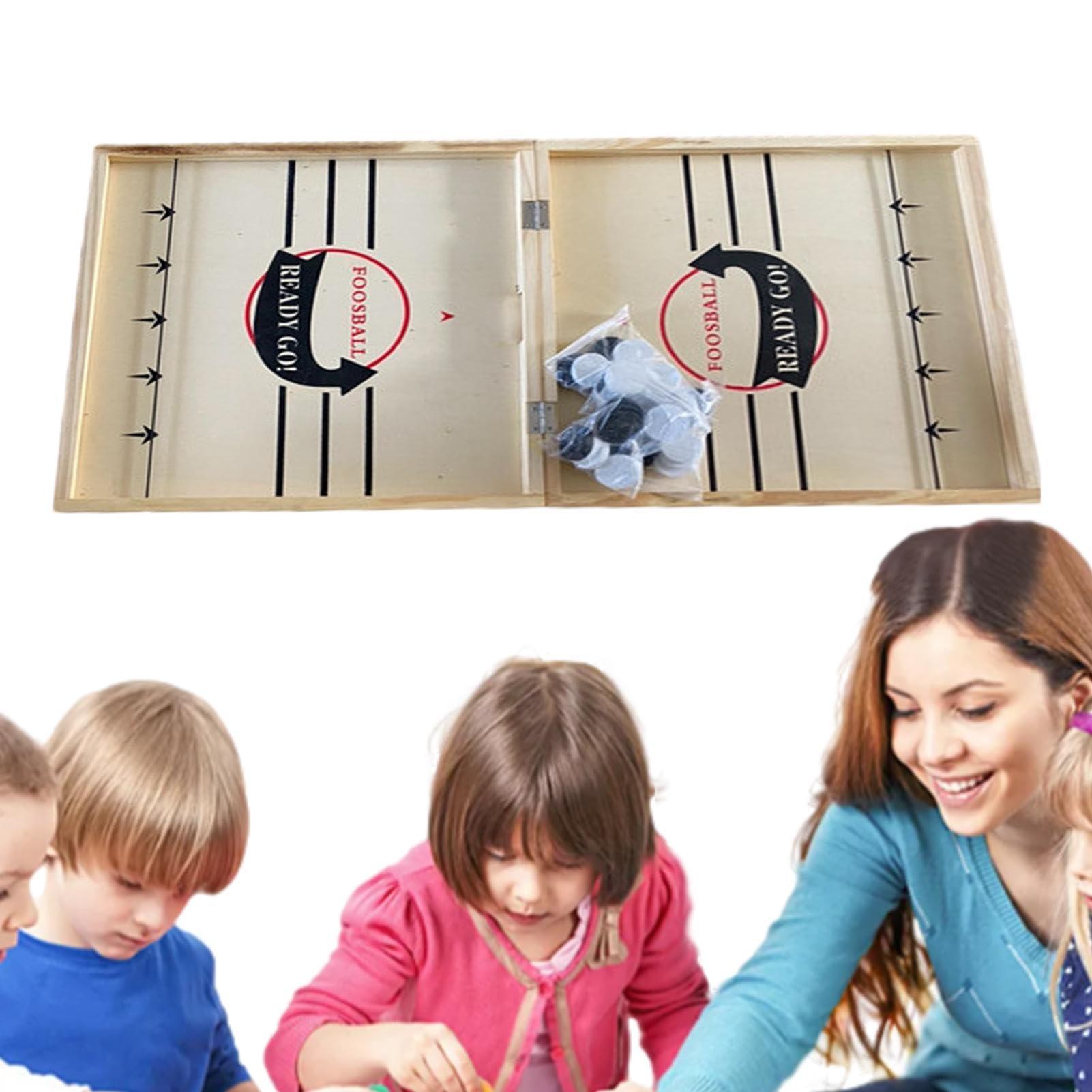 Teksome Jeu de Société de Hockey en Bois Pliable et Portable, Jeu de Rondelle Rapide