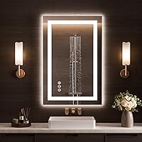 Vista 20 de Loaao Espejo de baño con LED y luces, 30 x 36 pulgadas, antiempañamiento, regulable, retroiluminación RGB, iluminación frontal, espejo de tocador