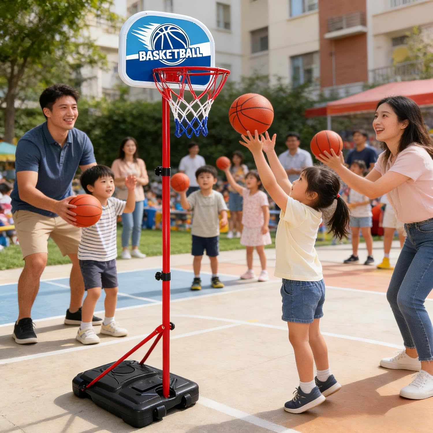 Basketball Hoop 4 1 – Modern Versatile Elegant Sleek Adjustable Height, Ergonomic, Sport Toys, Kids, Boys Girls Christmas Birthday Backyard | Multipurpose Outdoor Indoor Utility Compact