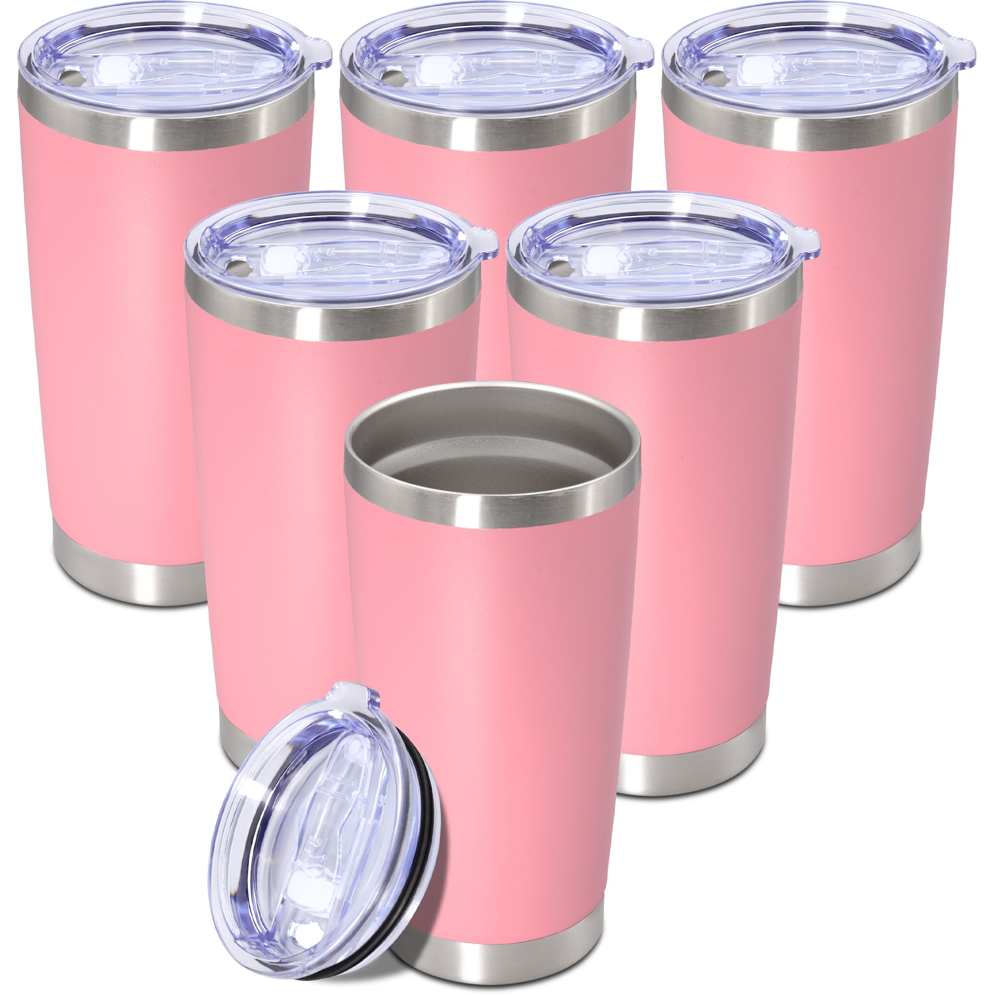 20oz Tumbler Insulated Tumblers Vacuum Coffee Mug with Lid Pink 6Pack