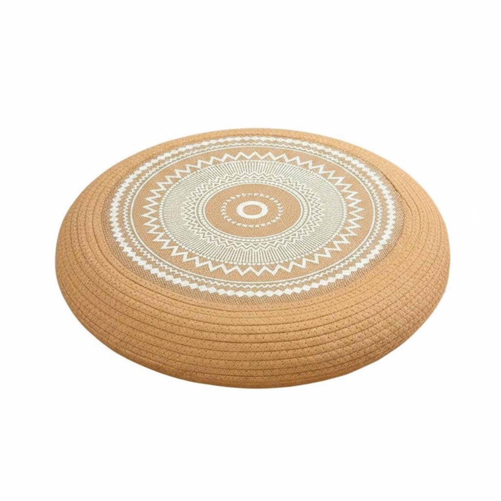 Jute Rope Cushion Reinforced Tatami Seat Cushion Thick Padded Home Furnishing for Living Room, 60x60x10cm, White Triangle-image-19
