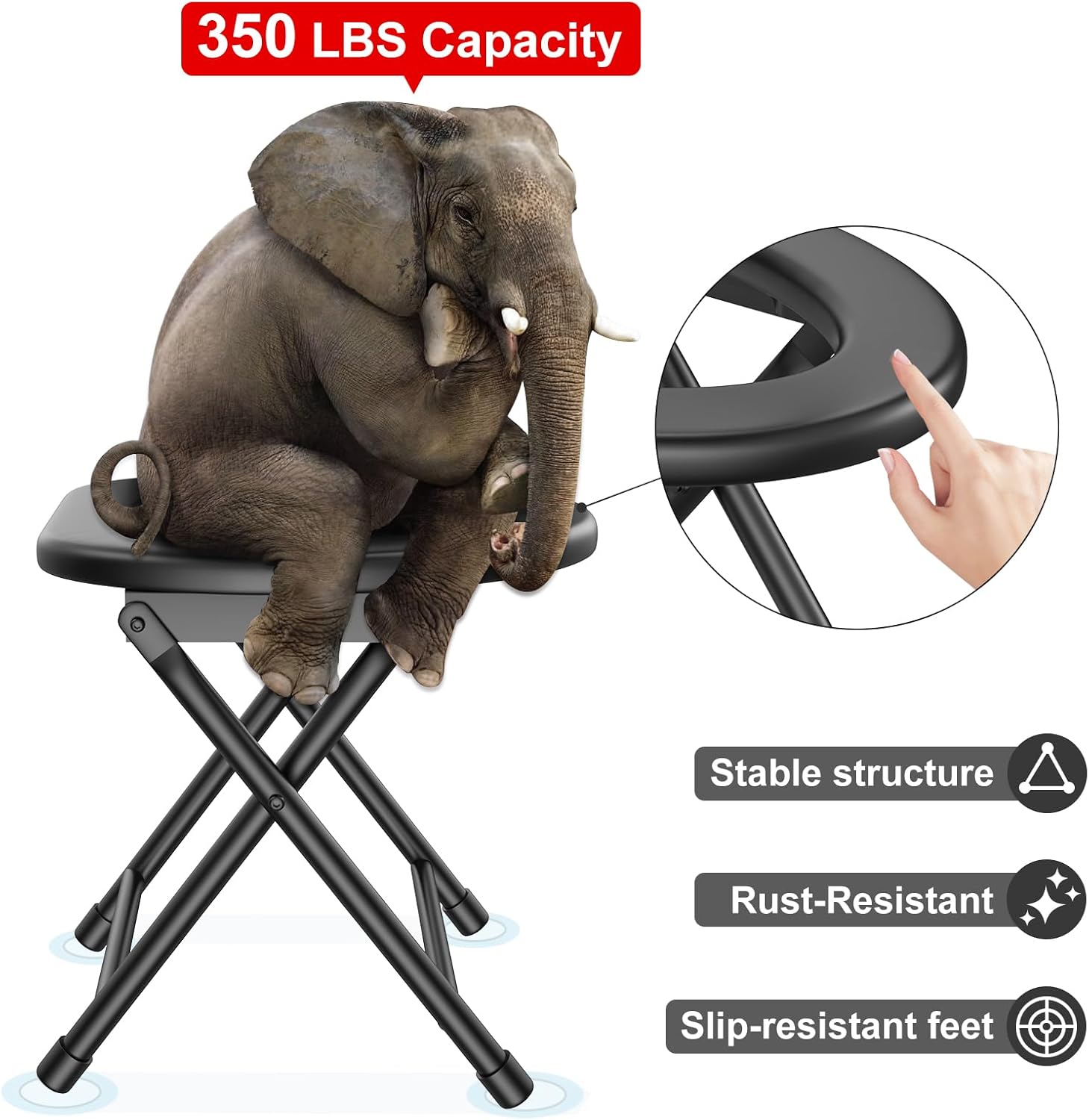 BLIKA Portable Toilet with Removable Plastic Ring and U Shaped 350 LBS Portable Toilet