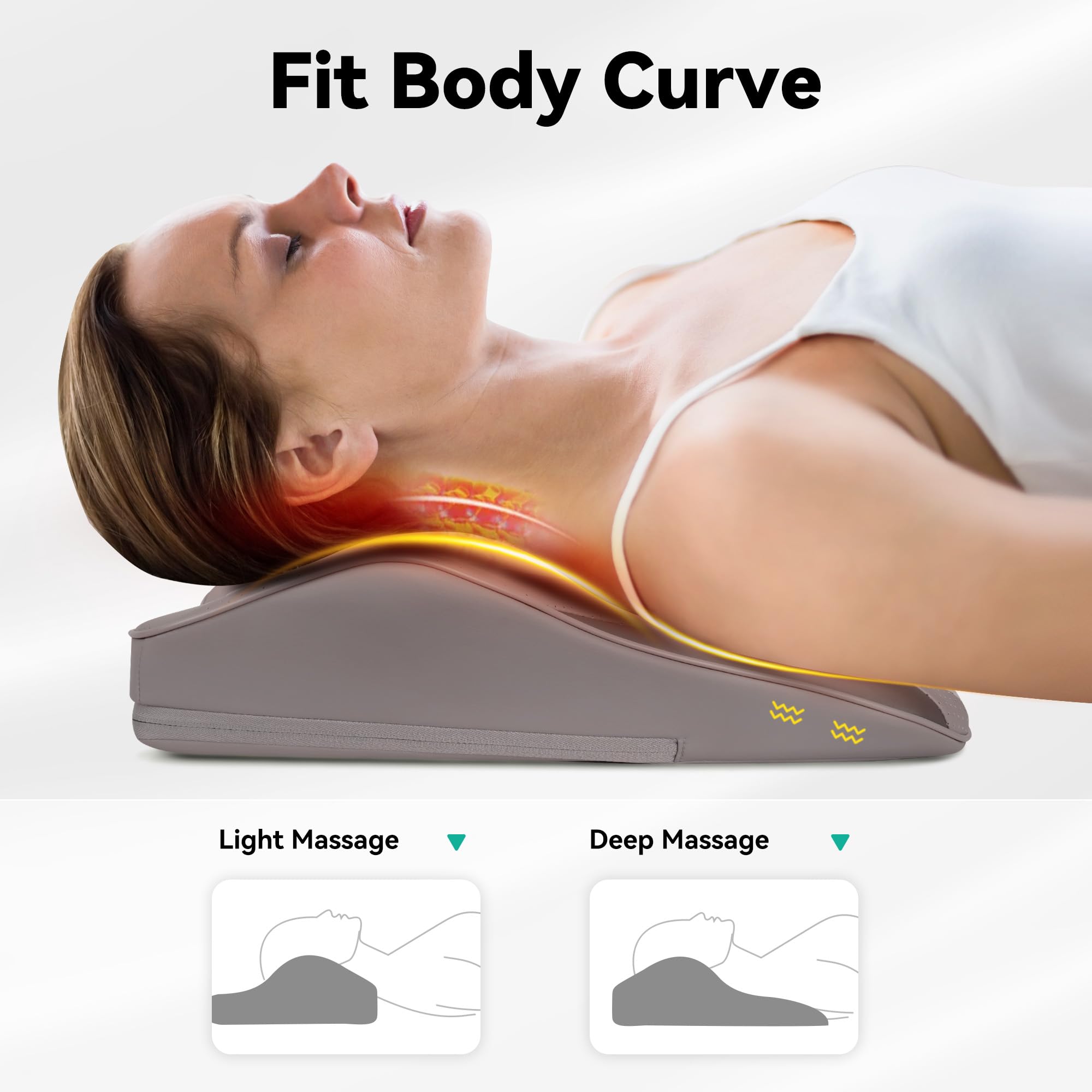 Snailax Shiatsu-Nackenmassagegerät mit Wärme und Vibration, Knet-Massagegerät Rücken Nacken Schulter, Rückenmassagegerät, Massagekissen, Geschenke Männer Frauen, Beige