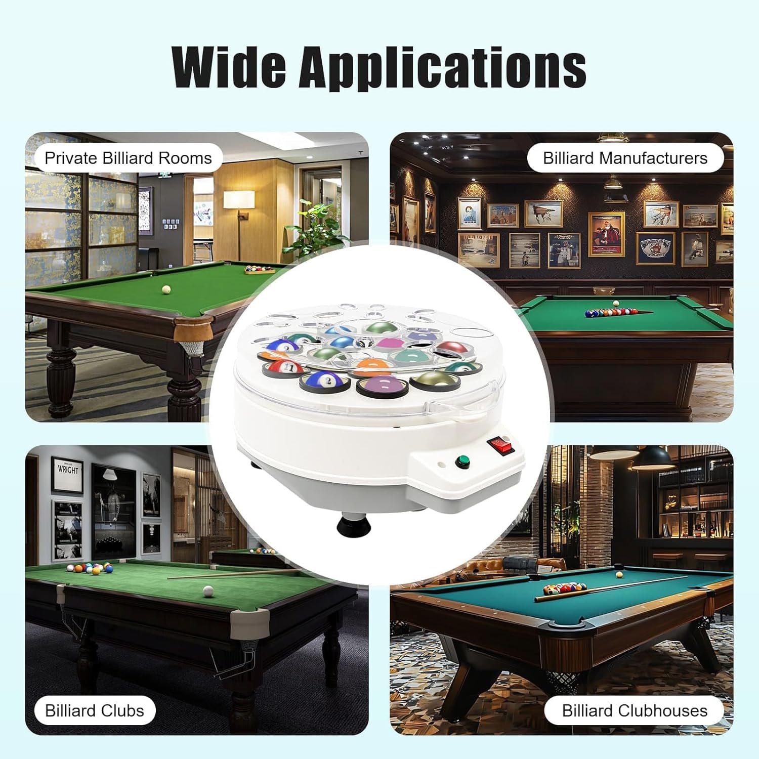 Elektrischer Poolkugelreiniger, 180 W, automatischer Billardpolierer für Snooker & Poolbälle, schnelle, effiziente Reinigungs- und Glanzmaschine, 16 Bälle Kapazität