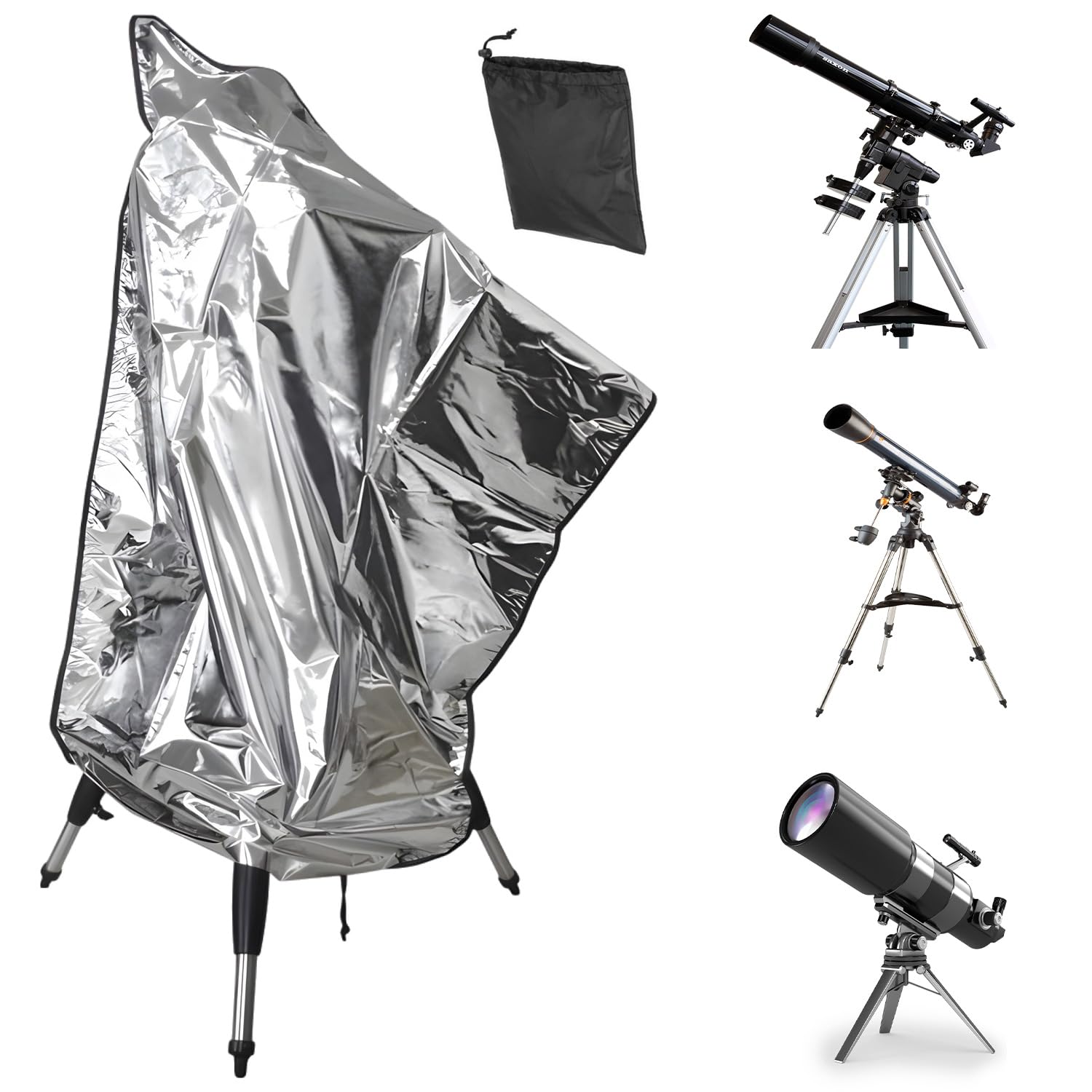 Copertura telescopica 120 x 160 cm, con custodia portaoggetti, copertura telescopio per esterni, copertura impermeabile per telescopio, protezione antipolvere telescopica, antipolvere, antivento