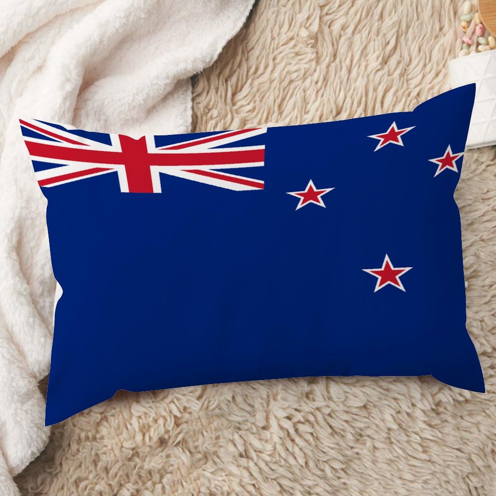 Madcolitote New Zealand National Flag Throw Pillow Covers 12x20in New Zealand Country City Souvenir Pillow Cases Patriotic Cushion Cover Accent Pillowcase Decor for Sofa Couch Bed Office Car