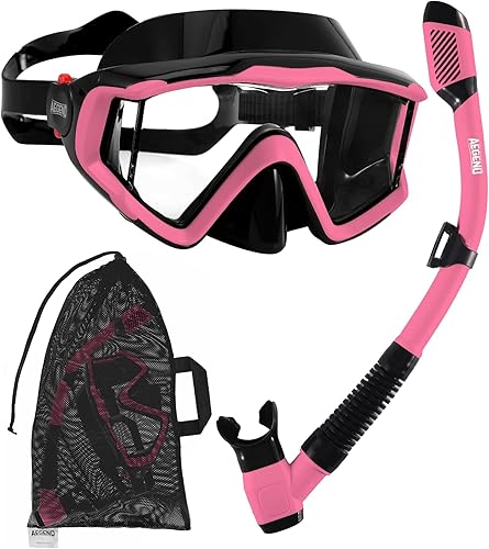 Miniatura 22 de Aegend - Equipo de esnórquel para adultos, jóvenes y niños, juego de esnórquel seco con vista panorámica, tecnología mejorada anti-fuga y anti-vaho,