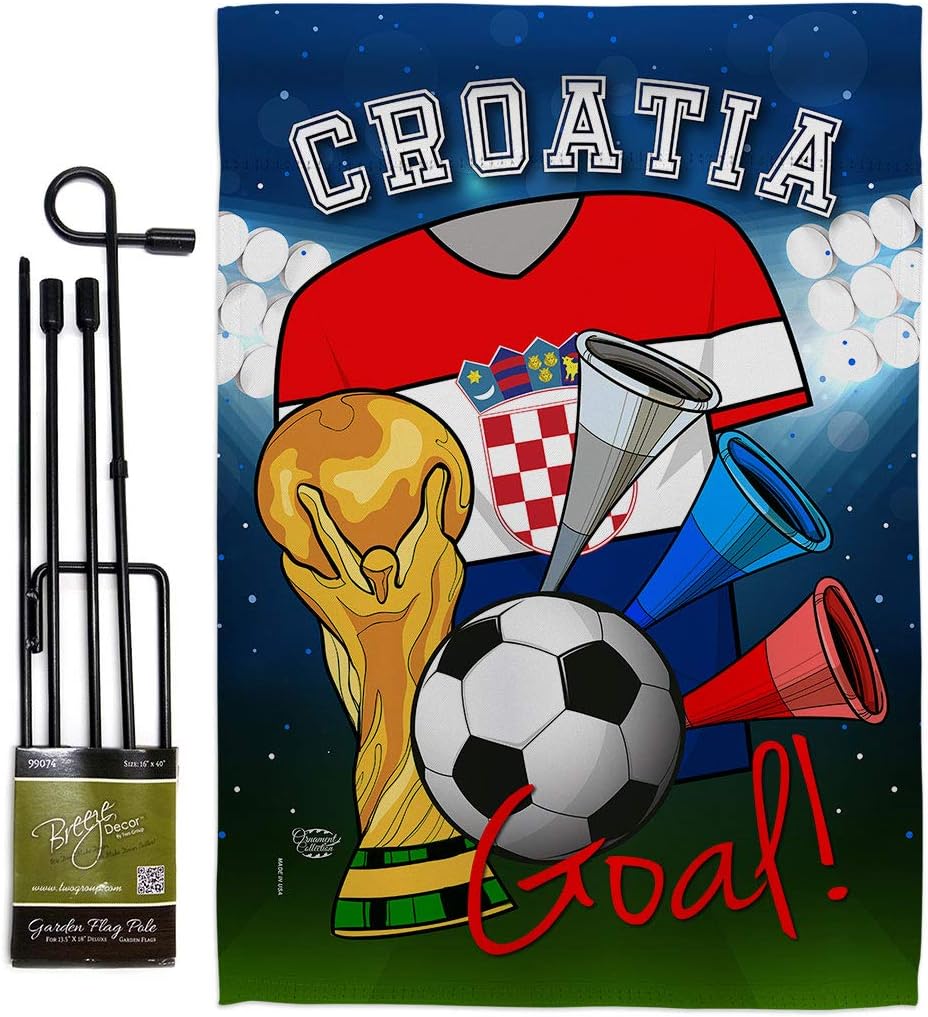 World Cup Croatia Soccer Burlap Garden Flag Sports Game Goal Ball Football Entertainment Activity Physical Small Decorative Gift Yard House Banner Double-Sided Made In USA 13 X 18.5