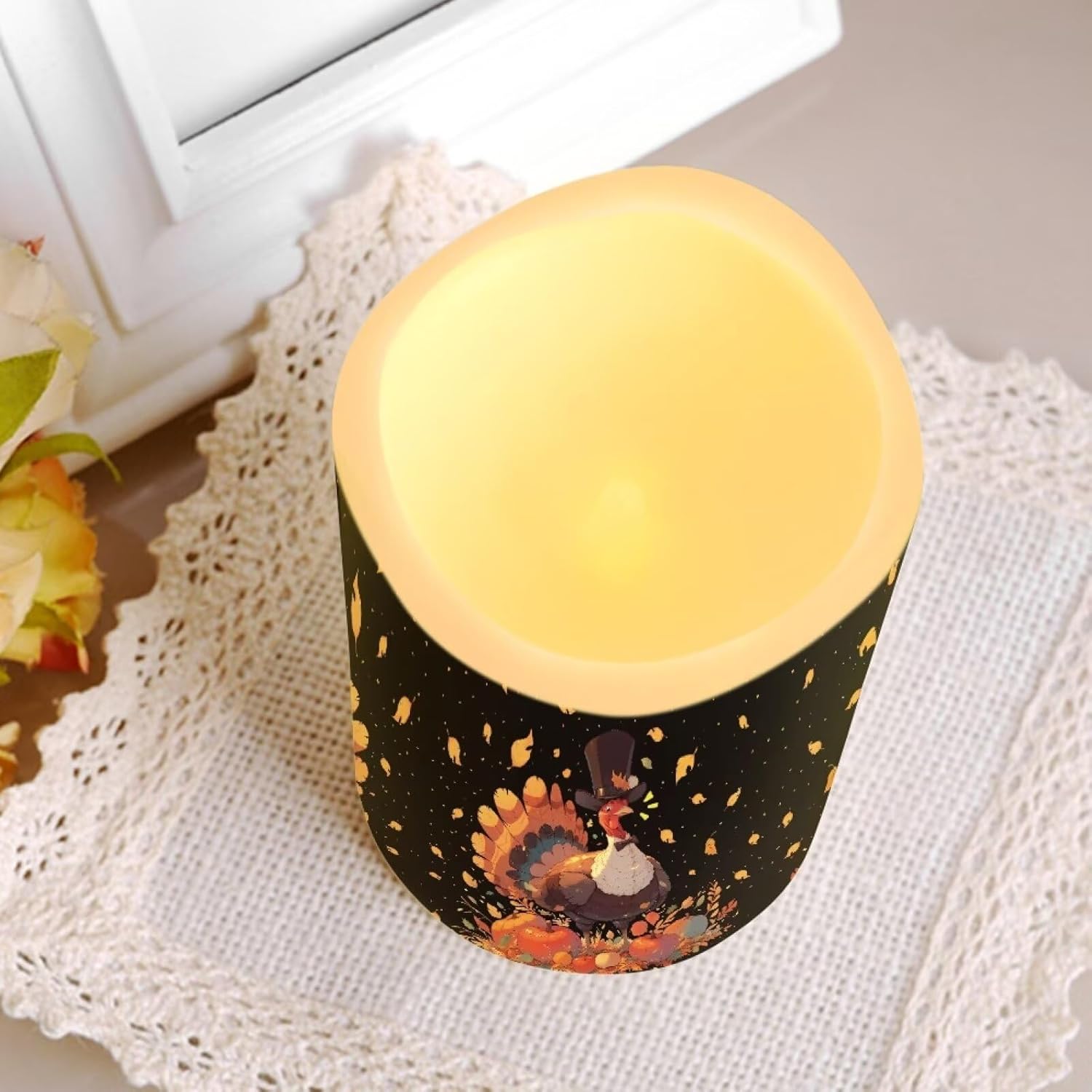 Ystardream Thanksgiving Turkey Electric Candles Battery Operated Vintage Flameless Flickering Candles with Remote Control Cycling Timer for Christmas,Thanksgiving,Party Thanksgiving