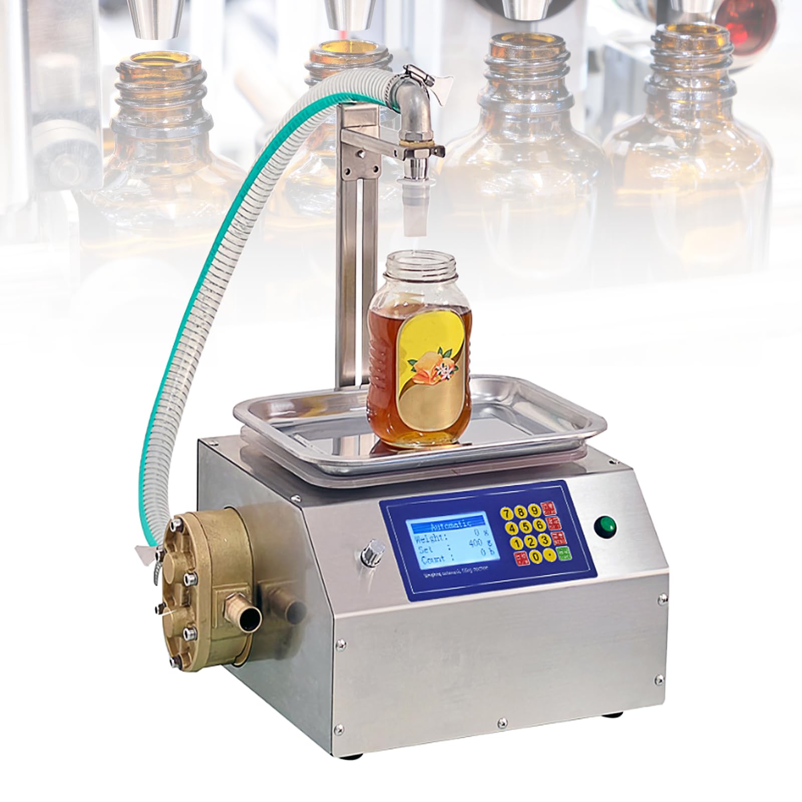 XUEAOX Viscous Liquid Filling Machine, Bottle Filler Special for Paste, Gear Pump + Pvc Hose, With Electronic Scale, Suitable for Oils, Glues and Sauces,14L
