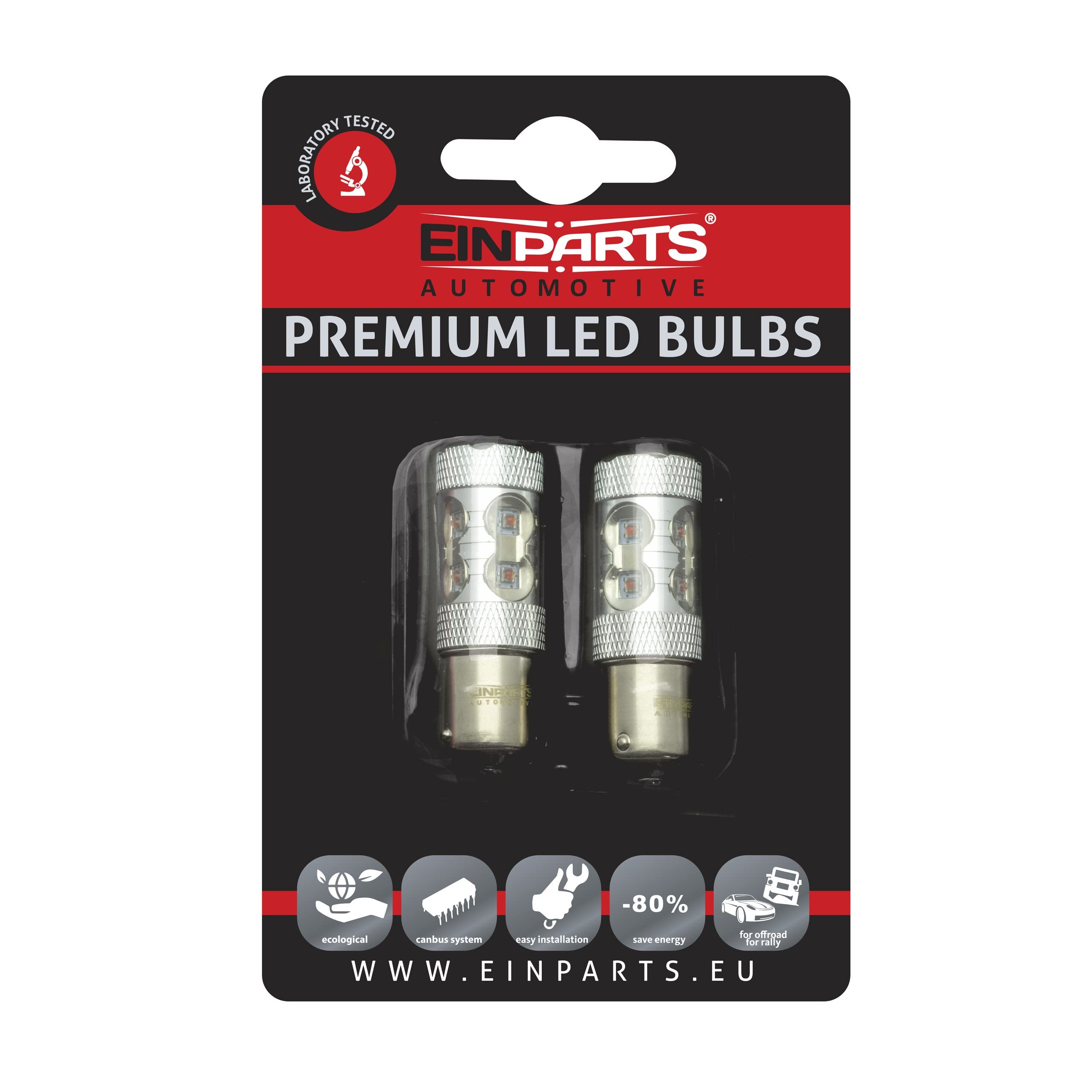 EinParts P21W LED Lampadine 1700-1800K (Arancia) 12V per Auto 10 x CREE LED XB-D LED, BA15S