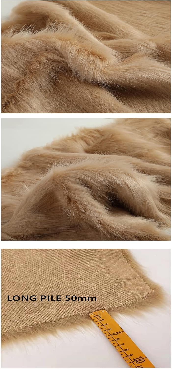 Faux Fur Fabric Squares 50x50cm Shaggy Plush Fluffy Faux Fox Fur Patch for DIY Crafts Costume Camera Floor(5 Black)