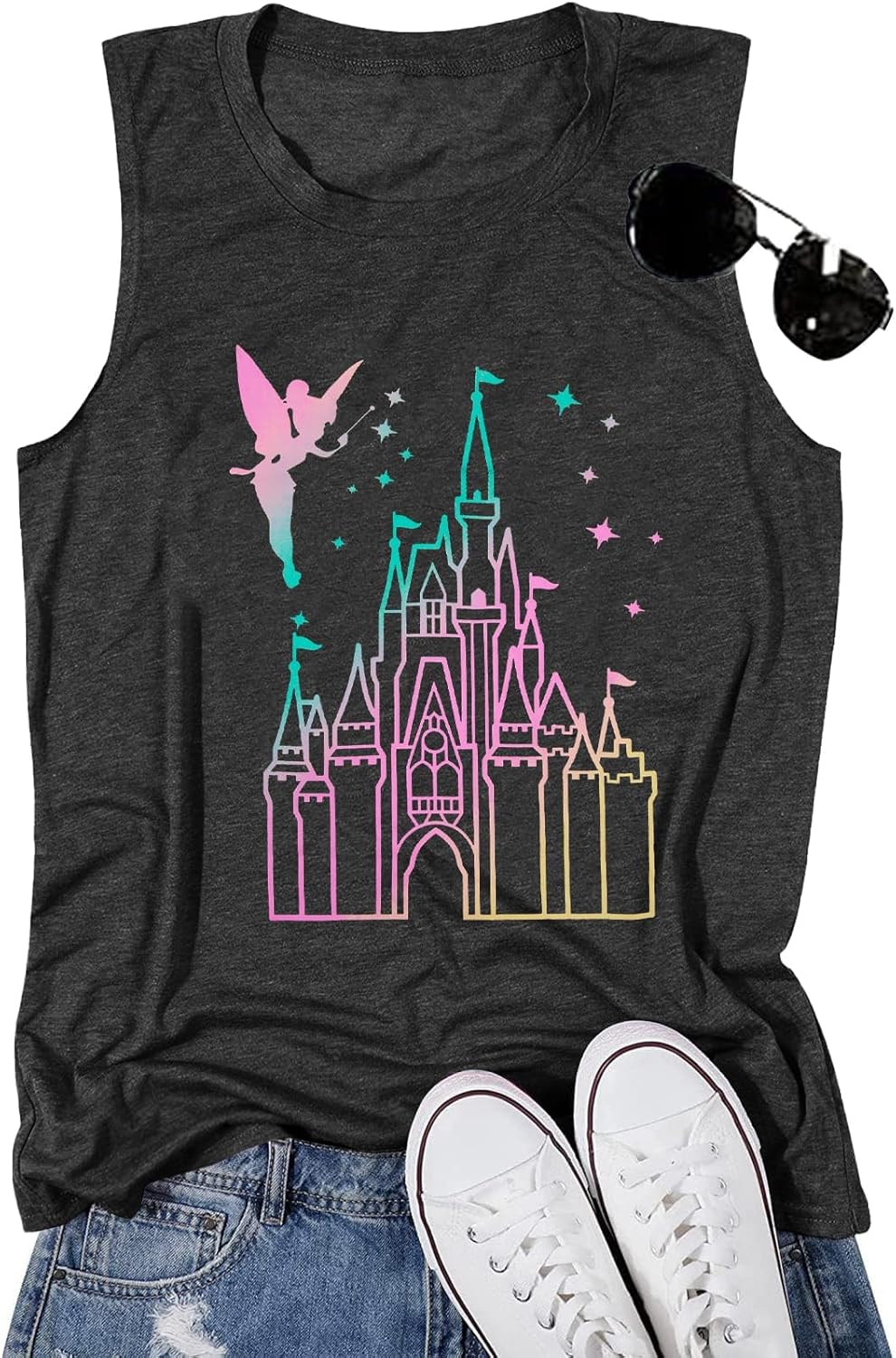 MNLYBABY Magical Tank Tops Women Magic Kingdom Tank Fairy Castle Tshirt Girls Trip Tee Family Vacation Shirt Tops