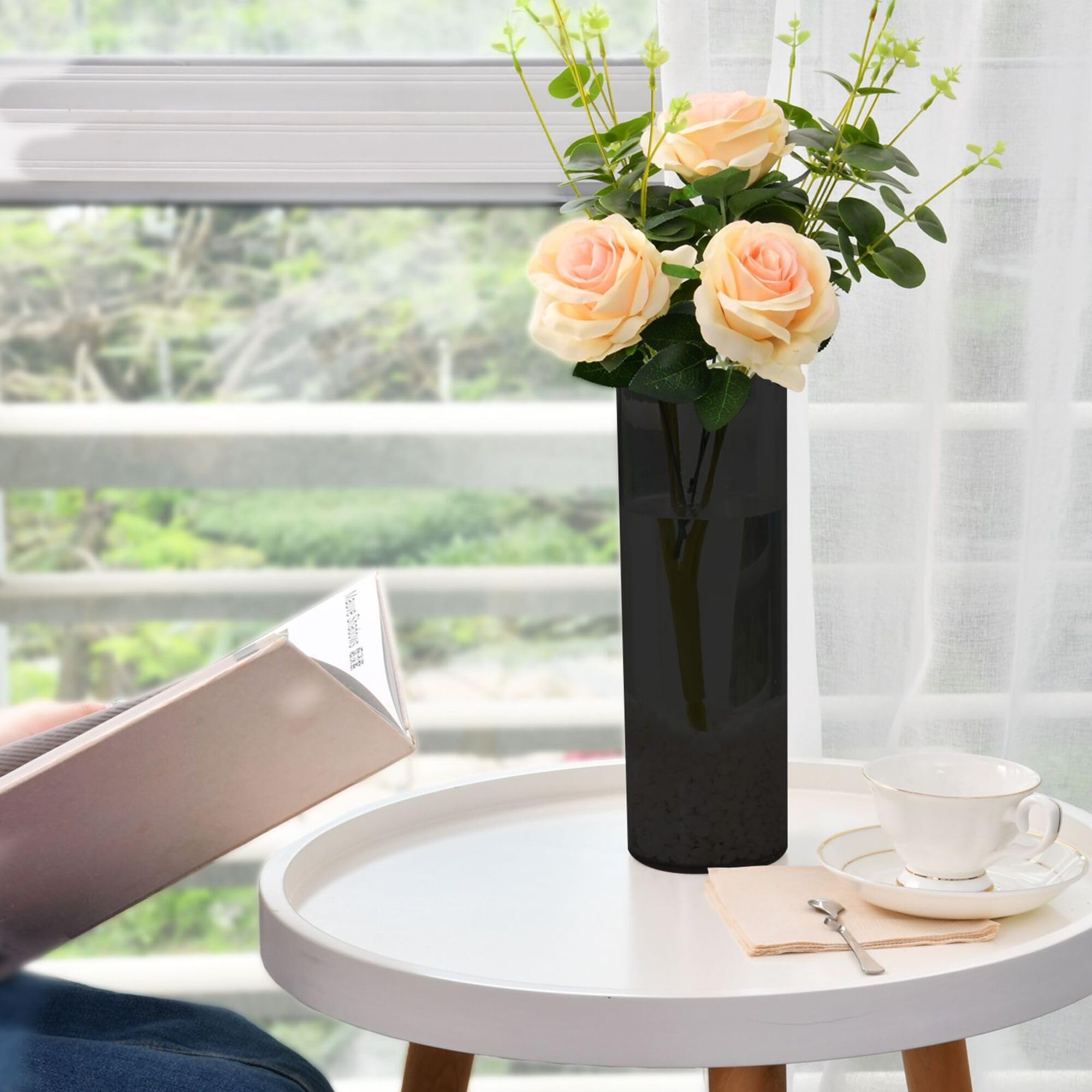 Amazon.com: Black Plastic Vases 11.8 x 3.9 Inch Flower