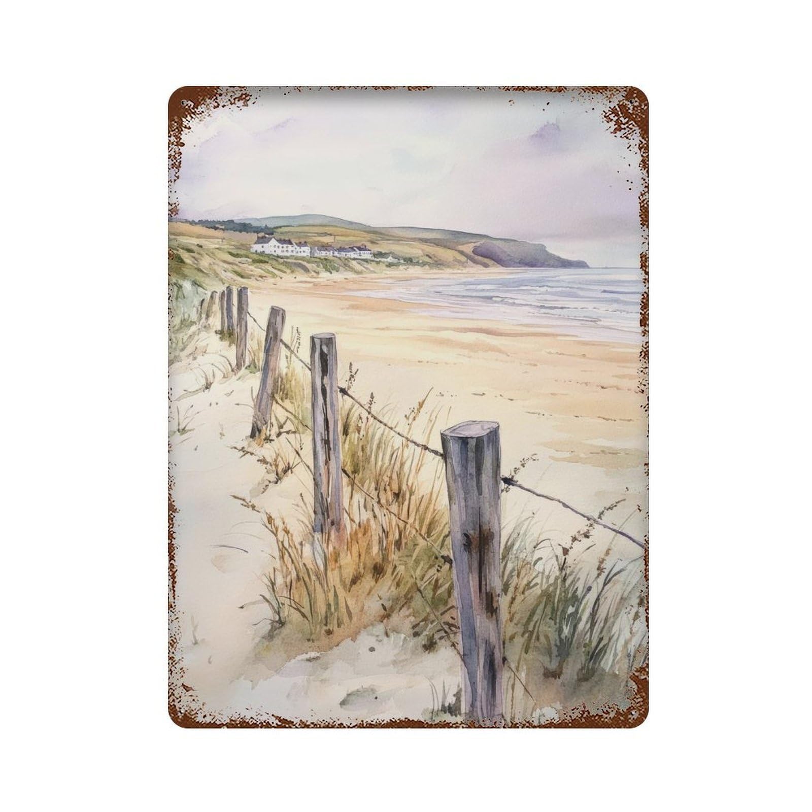 xiaoxiaoshen Croyde Bay North Devon Beach Scenic Seaside Wall Decor Art Metal Tin Poster Modern Home Decor Art Home Bar Shop Decorations Vintage Sign 40x30cm