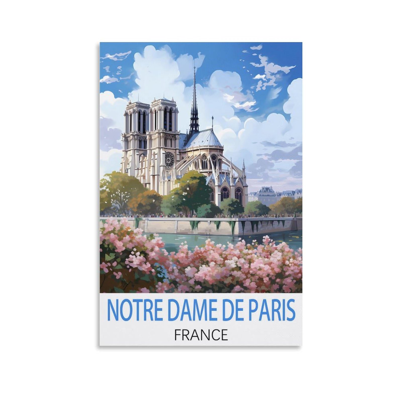 Javon Unframe-Style Notre Dame De Paris France Vintage Travel Poster 08X12inch(20X30cm) Canvas Art Poster And Wall Art Picture Print Bedroom Decor