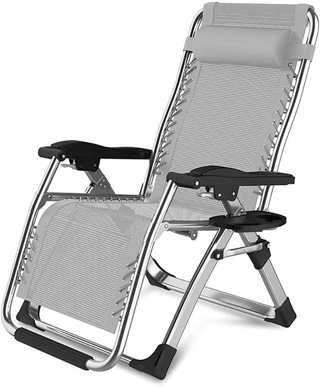 Chaise longue de jardin pliante et inclinable en métal | Lot de 4