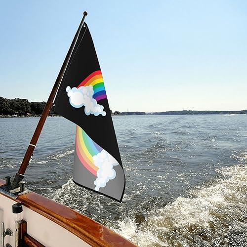 Miniatura 4 de Bandera de nube arcoíris de 3 x 5 pies, banderas grandes con ojales para exteriores, patio, jardín, puerta, balcón