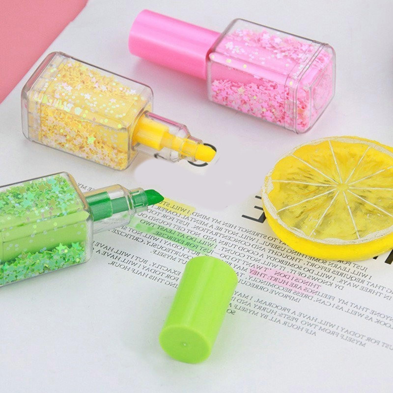 4 Pcs Nails Polish Shape Highlighter Pen Drawing Pen Highlighter Markers Highlighters Set Stationery Supplies for School