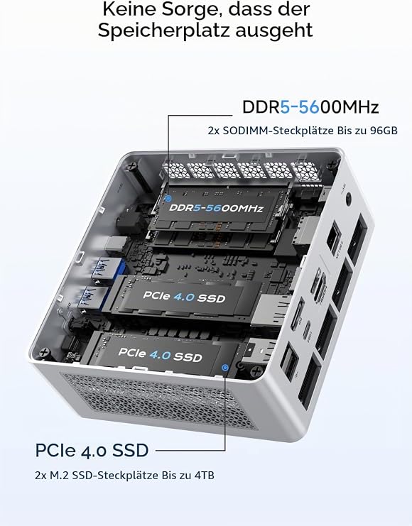 MINIS FORUM UM880 Plus Mini PC with AMD Ryzen 7 8845HS (8C/16T up to 5.1GHz) Mini Computer Radeon 780M Graphics 32GB DDR5 512GB PCIe4.0 SSD OCuLink 5x USB Port Triple Display with HDMI + DP + USB4 Wifi6e