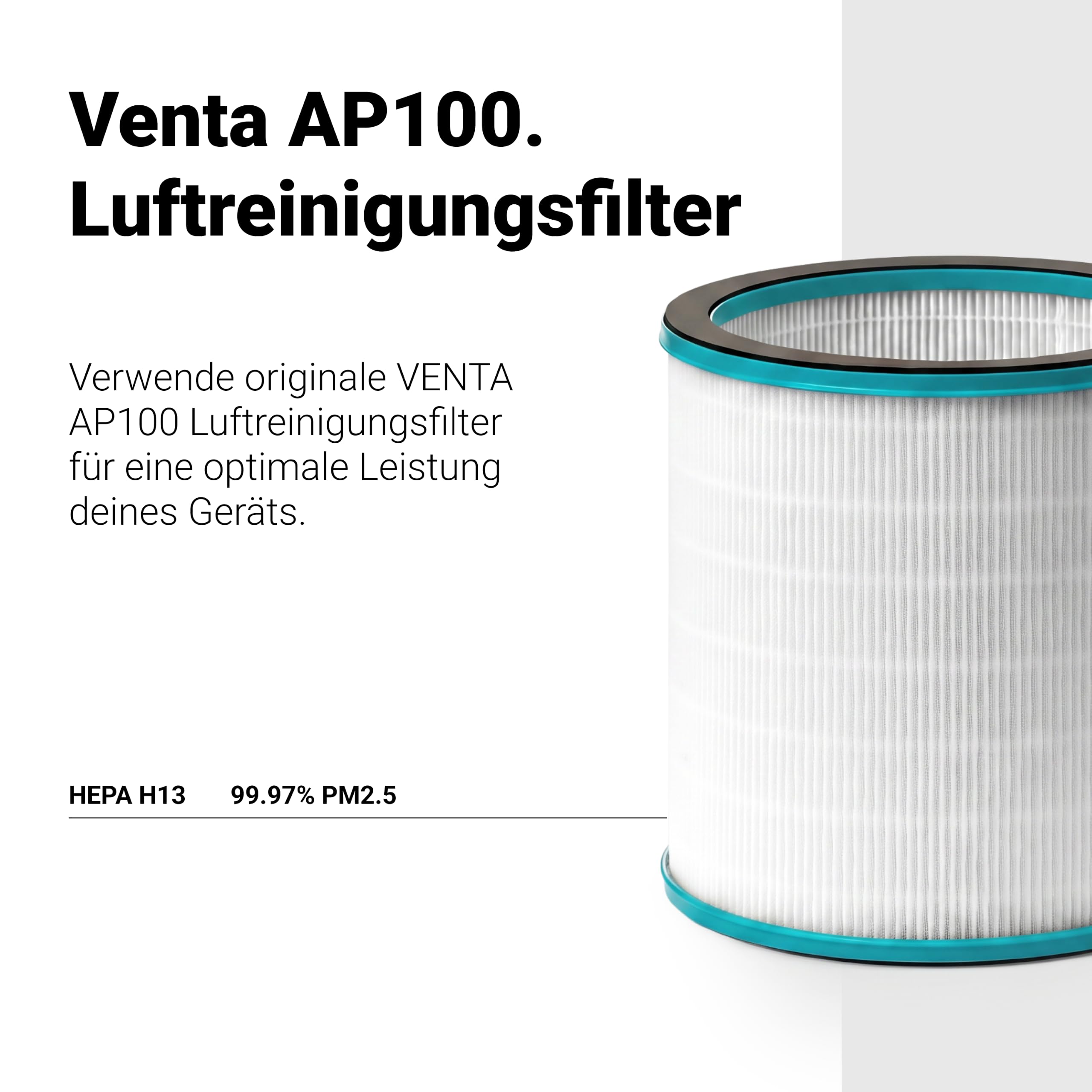 VENTA AP100 Hybrid 3-in-1 Luftreiniger, Ventilator und Heizlüfter | Für Räume bis 70m² | 80° Drehung | 9 Stufen + Turbomodus | Leiser Turmventilator mit Fernbedienung | App-Steuerbar