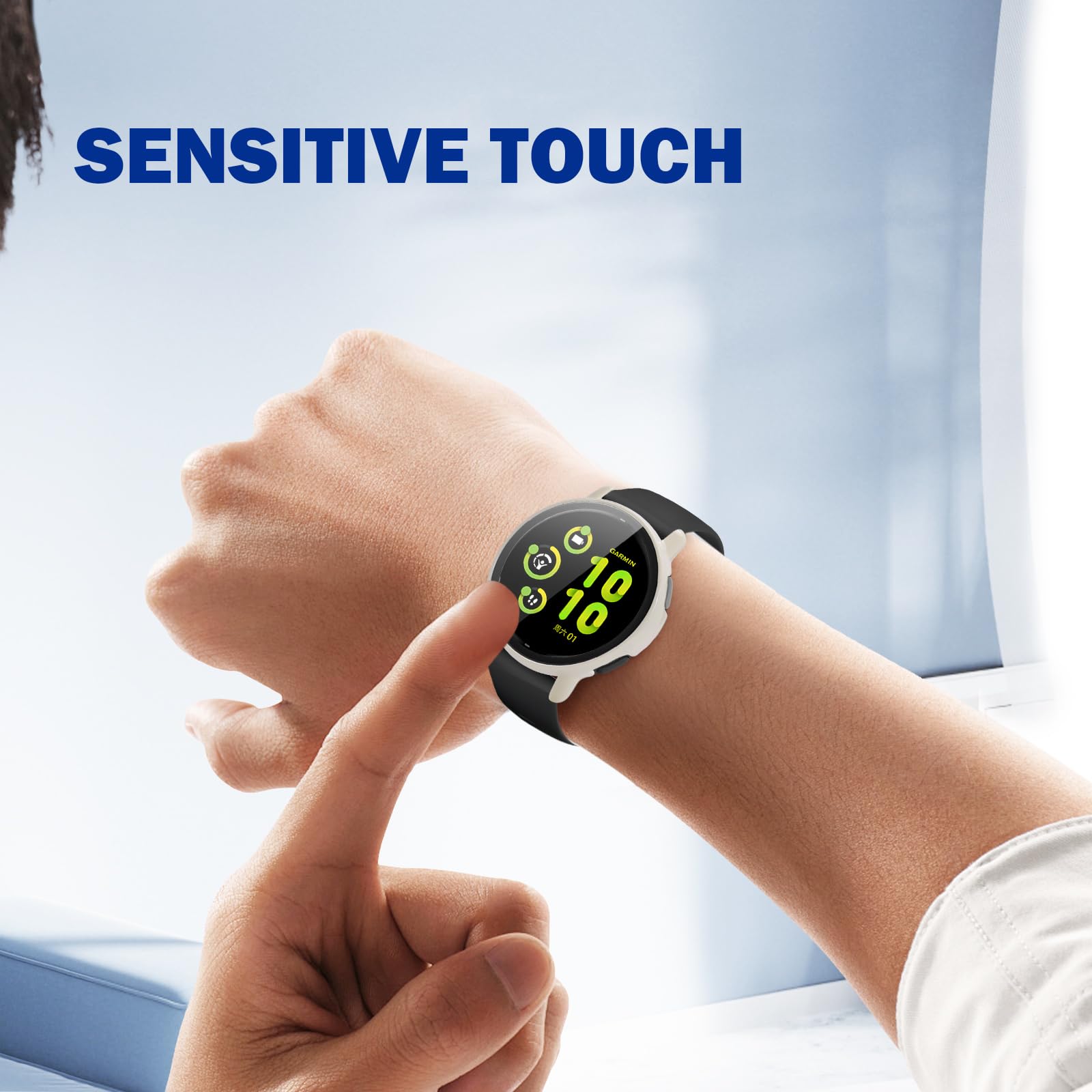 Pack 2 Fundas Protectoras Para Garmin Vivoactive 5, Carcasa De PC Con Vidrio Templado 9H, Antiarayaduras Y Antipolvo, Color Blanco