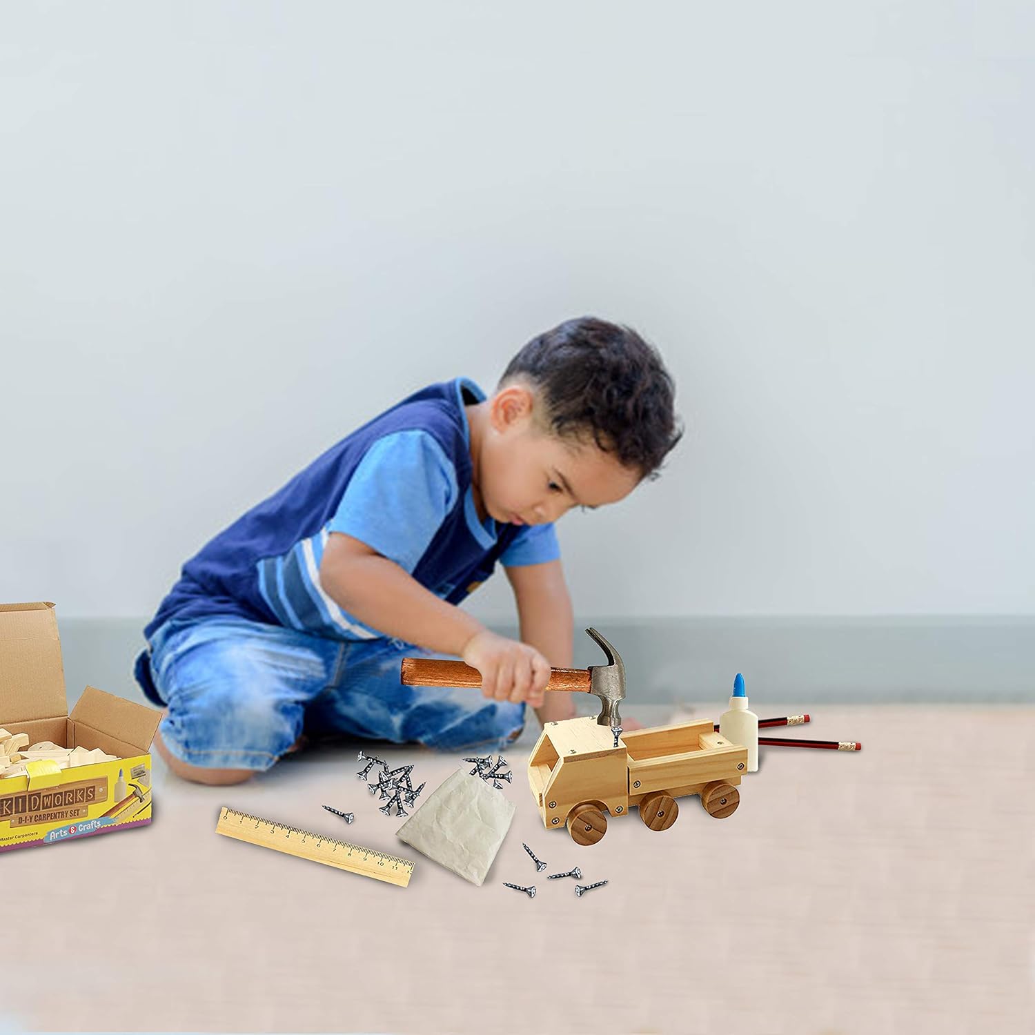 Kraftic Woodworking Building Kit for Kids and Adults, with 6 Educational Arts and Crafts DIY Carpentry Construction Wood Model Kit Toy Projects for Boys and Girls : Toys & Games