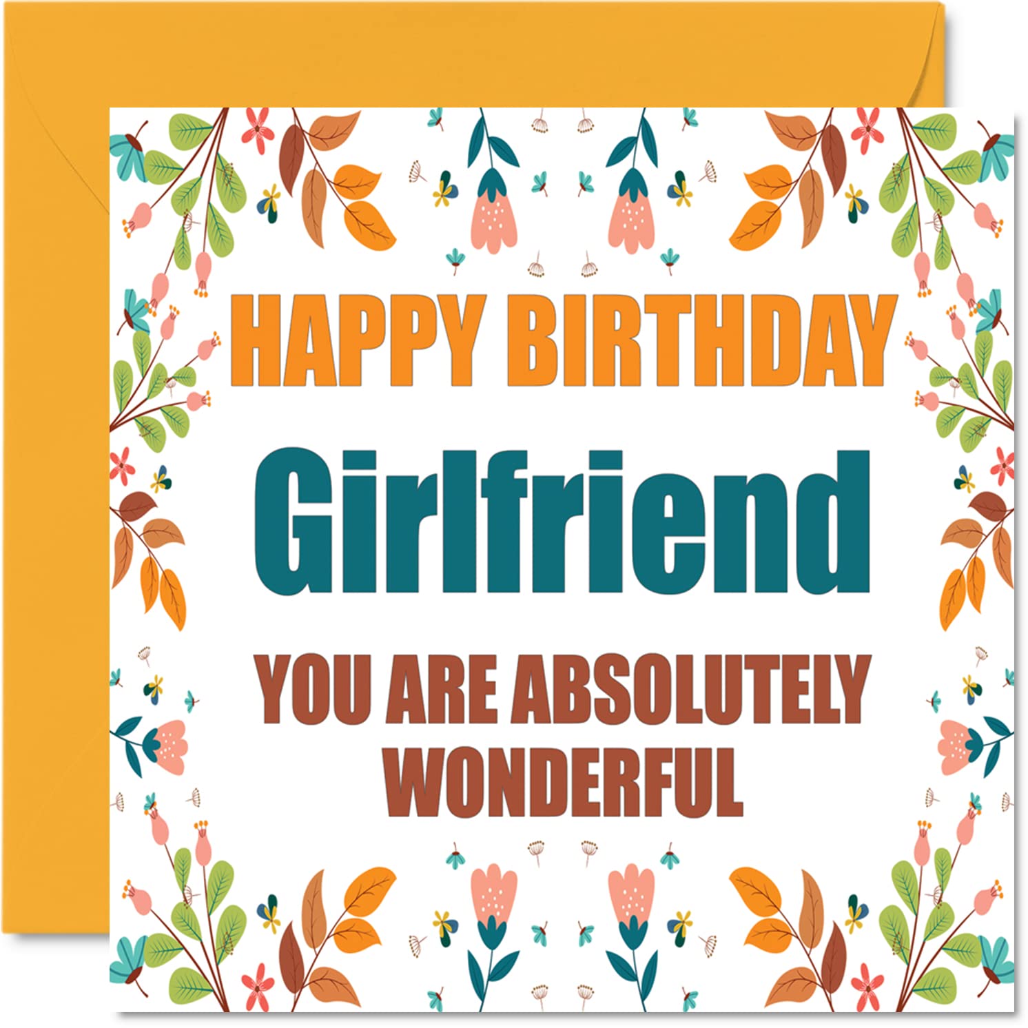 Fun Birthday Cards for Girlfriend - Absolutely Wonderful - Joke Happy Birthday Card for Girlfriend from Boyfriend Partner, 145mm Anniversary Greeting Cards