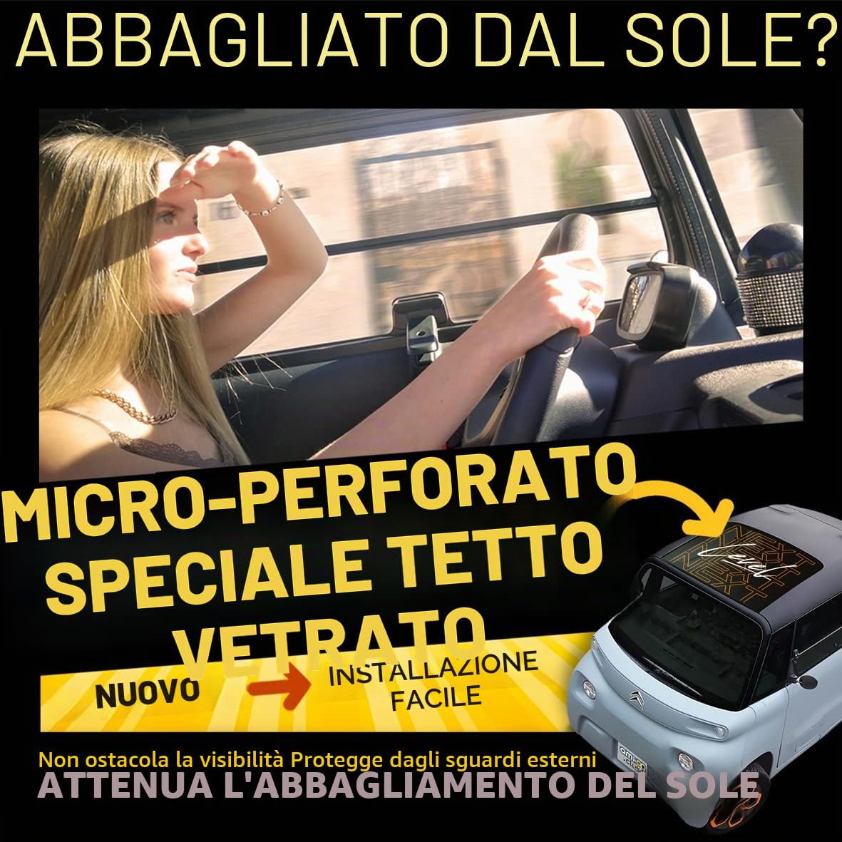 Urban 03 (Orange) - Special tetto vetrato , visiera parasole compatibile con Citroen AMI e Opel Rocks-e