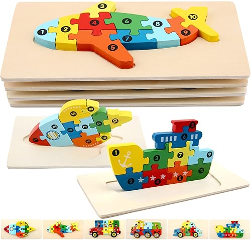 Rompecabezas de madera para niños pequeños, rompecabezas para niños, juguetes de aprendizaje para edades de 3 a 8 años, rompecabezas de 12.3 x 10.2