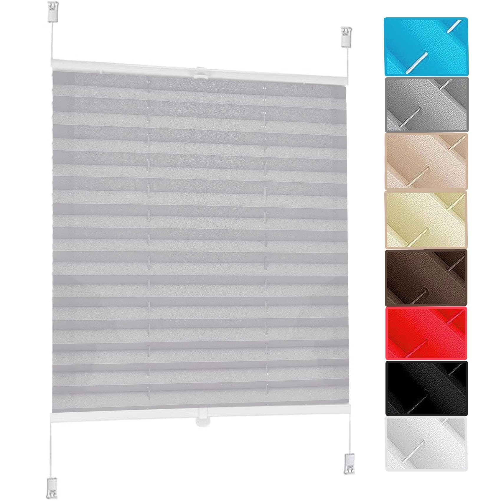 No Drill Blinds Non-woven 45 x 180 cm Stick on Blinds Curtains Curtains Blinds Blackout Blind Includes All Assembly Parts, for Window Privacy Protection, Light Grey