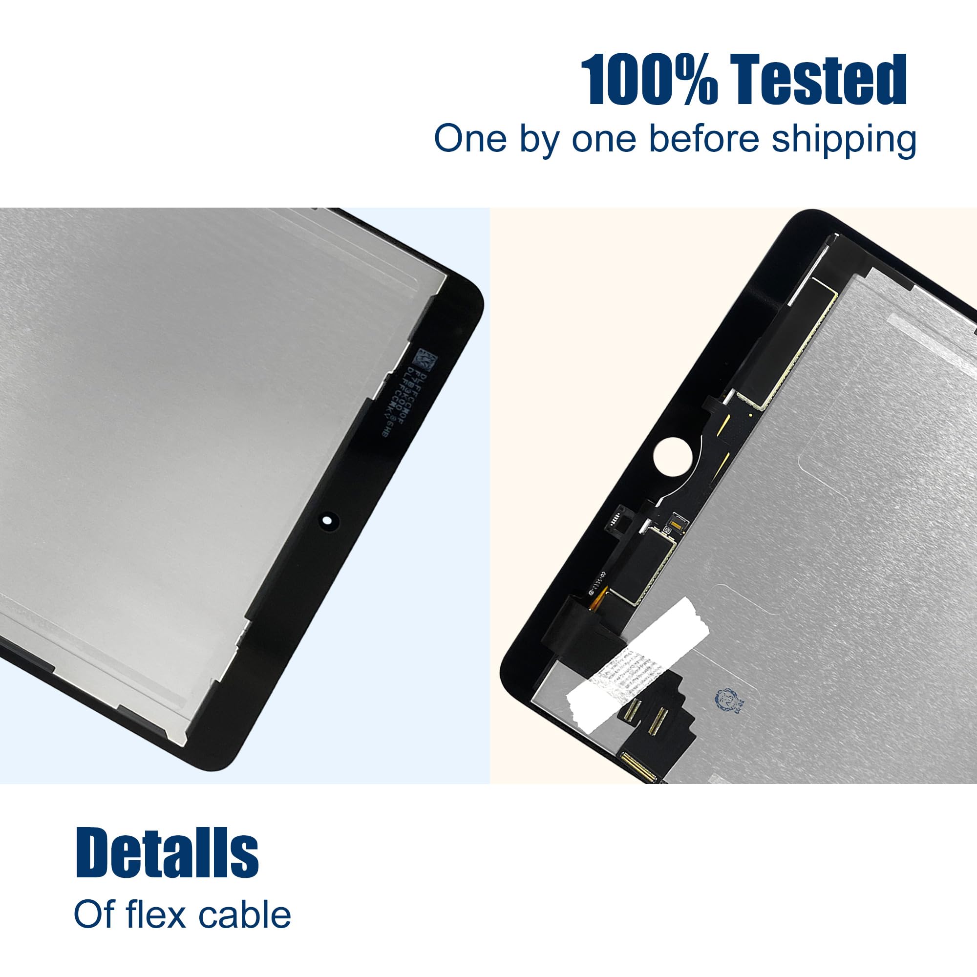 Compatible avec iPad Air 2 Écran LCD Pièces de rechange (avec fonction d'empreintes digitales) pour écran tactile LCD 9,7" avec kit de réparation