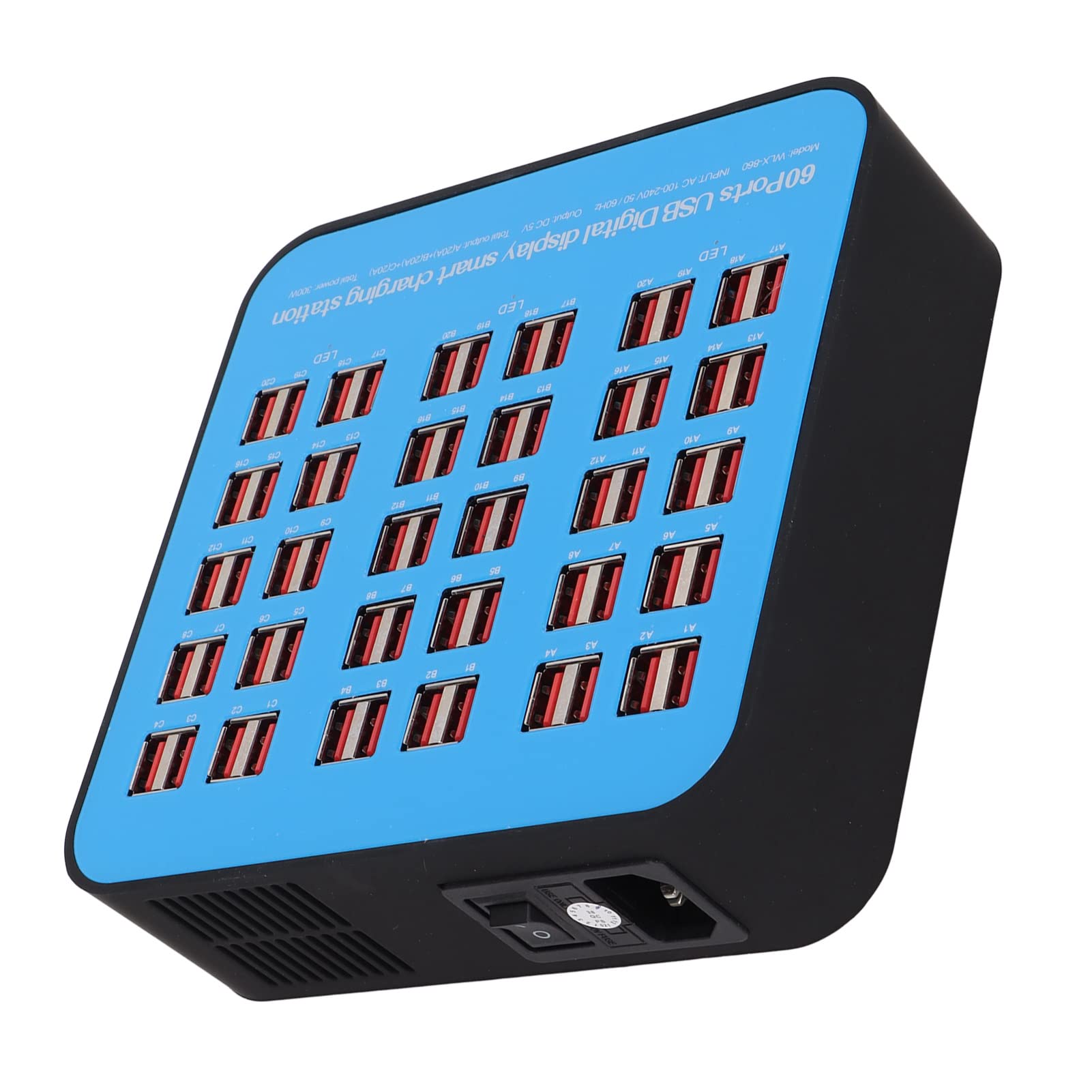 Estación de Carga Rápida USB de 60 Puertos con Chip Inteligente, Protección contra Sobretensiones y Compatibilidad Global para Múltiples Dispositivos, Adecuada para Hoteles,