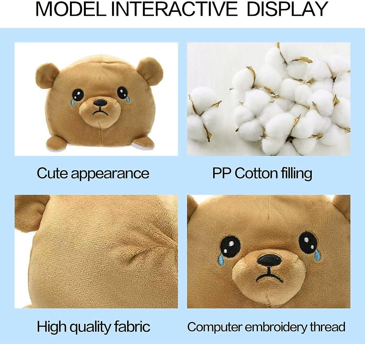 Buy Antetek Reversible Plushie Bear Stuffed Animal Reversible Mood