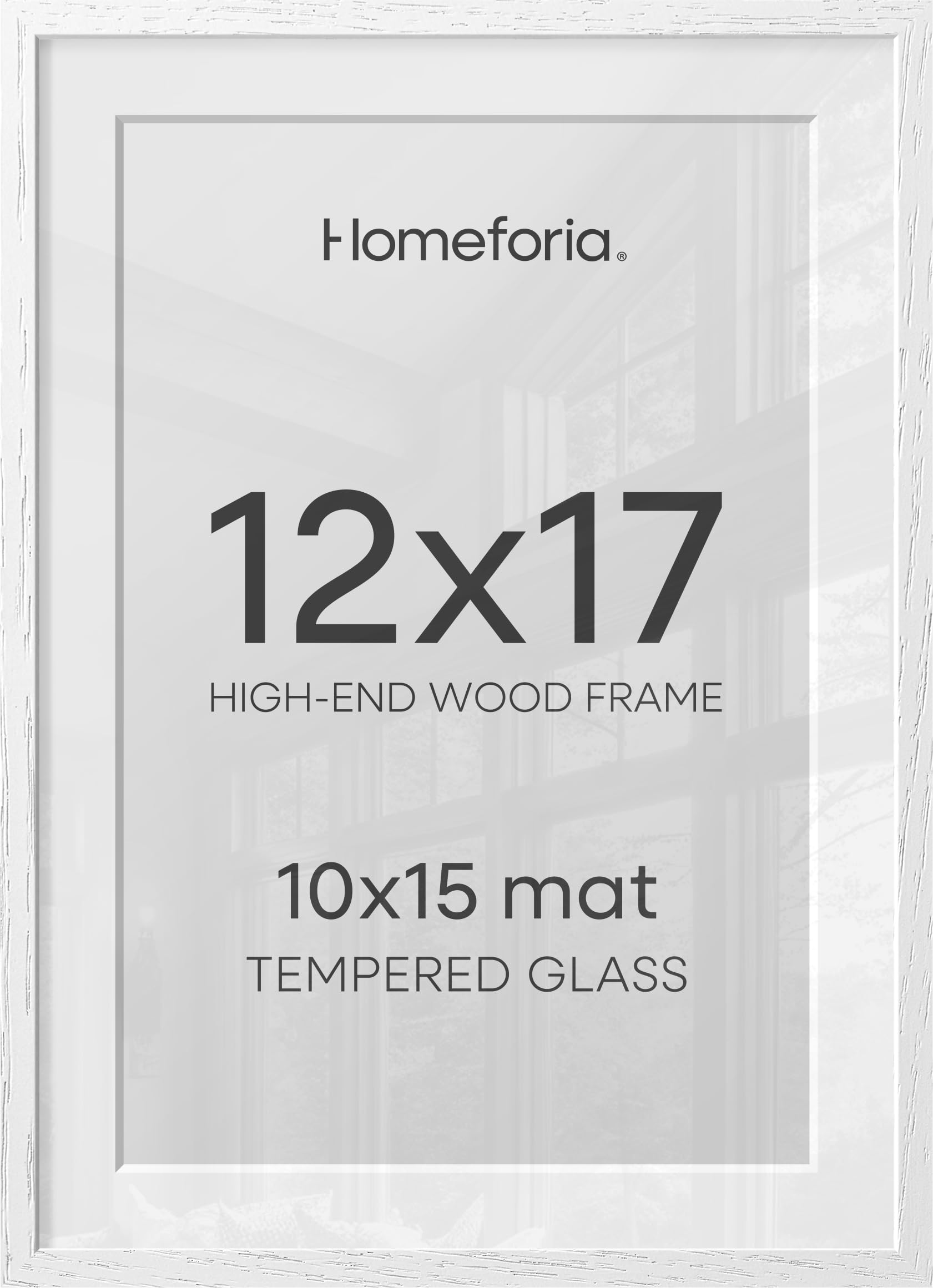 Homeforia 12x17 White Oak Picture Frame, High-End Wood, 10x15 Mat, Glass | High End Solid Oak Wood, Tempered Glass, Acid-Free 10x15 Removable Mat, 12x17 Edge-to-Edge Display 17x12, Wall Kit, Set Of 1