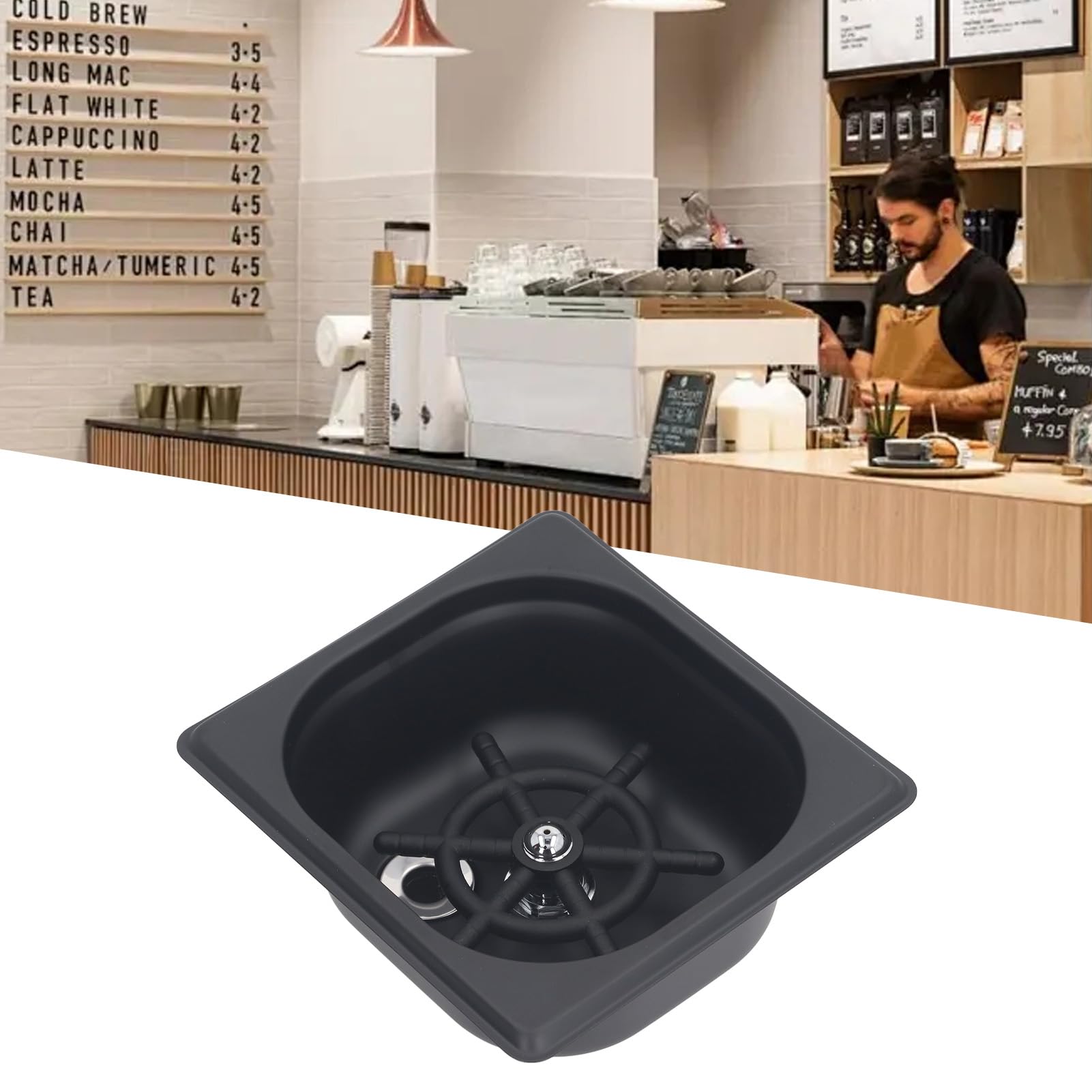 Enjuagador de Vidrio, Limpiador Vasos Completamente Automático, Rápido y Eficiente, Vasos, Fregadero para el Hogar, Cocina, Cafetería o Bar (negro)