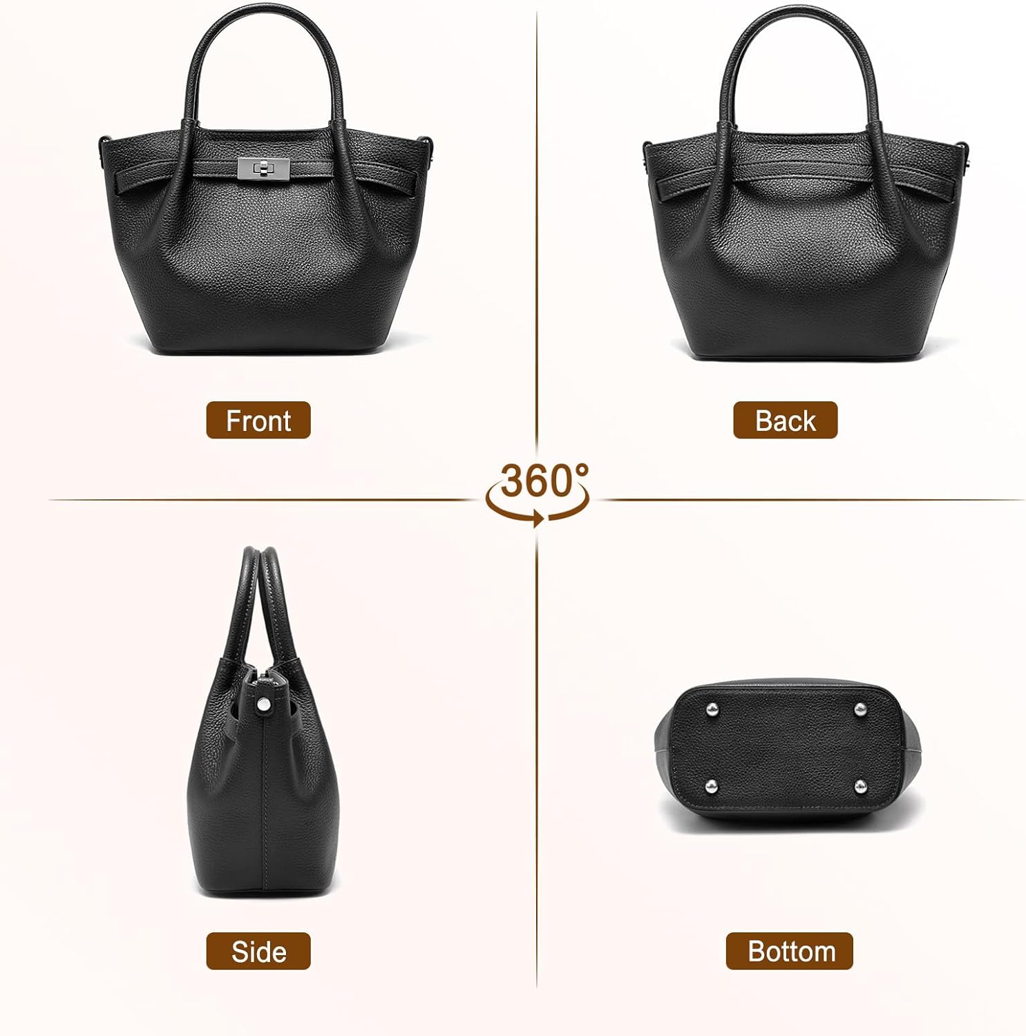 Genuine Leather Bucket Bags for Women: Small Tote Purses for Ladies Luxury Designer Crossbody Satchel Handbags - Image 6