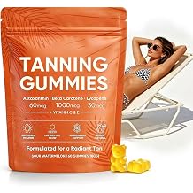 2026 New Skin Tanning Gummies for Women, Astaxanthin, Beta Carotene & Lycopene Blend with Vitamins C & E, Radiant Healthy Skin, Sour Watermelon Flavor, Vegan & Sugar-Free, 60 Count. 1 Pack