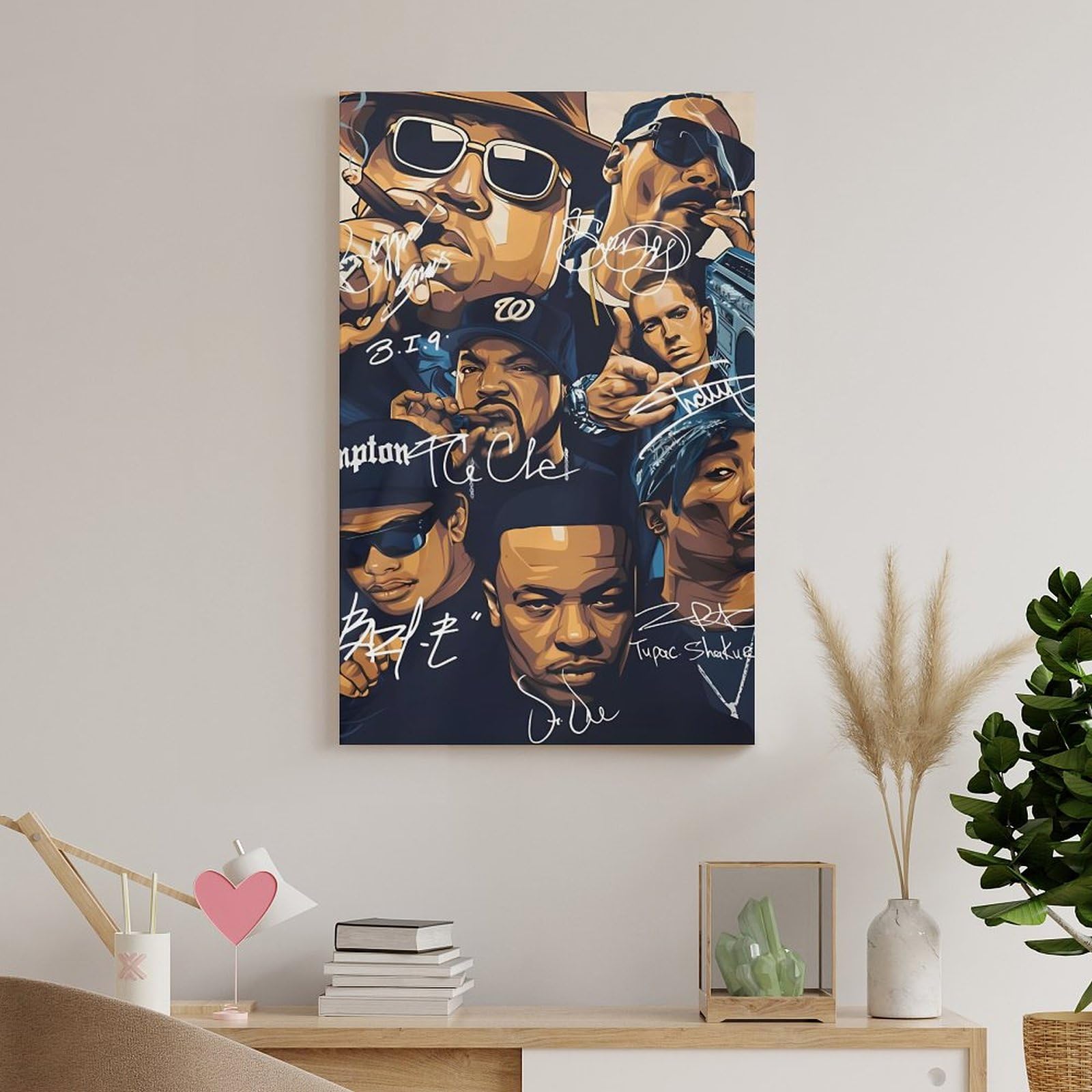 Poster artistico su tela, motivo: cantante rap, hip hop, tutte le stelle, decorazione da parete, poster decorativo moderno, 60 x 90 cm