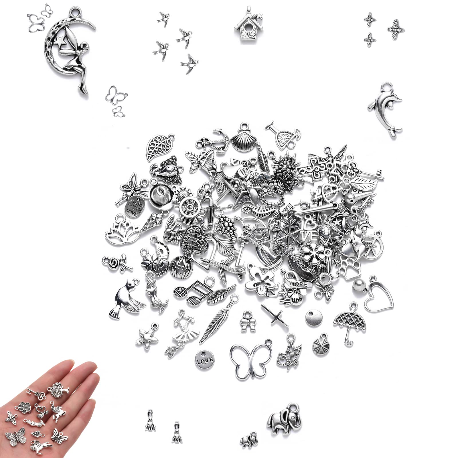 60 Ciondoli In Argento Tibetano Per Fai Da Te - Per Collane, Bracciali, Orecchini E Regali - Foto 11