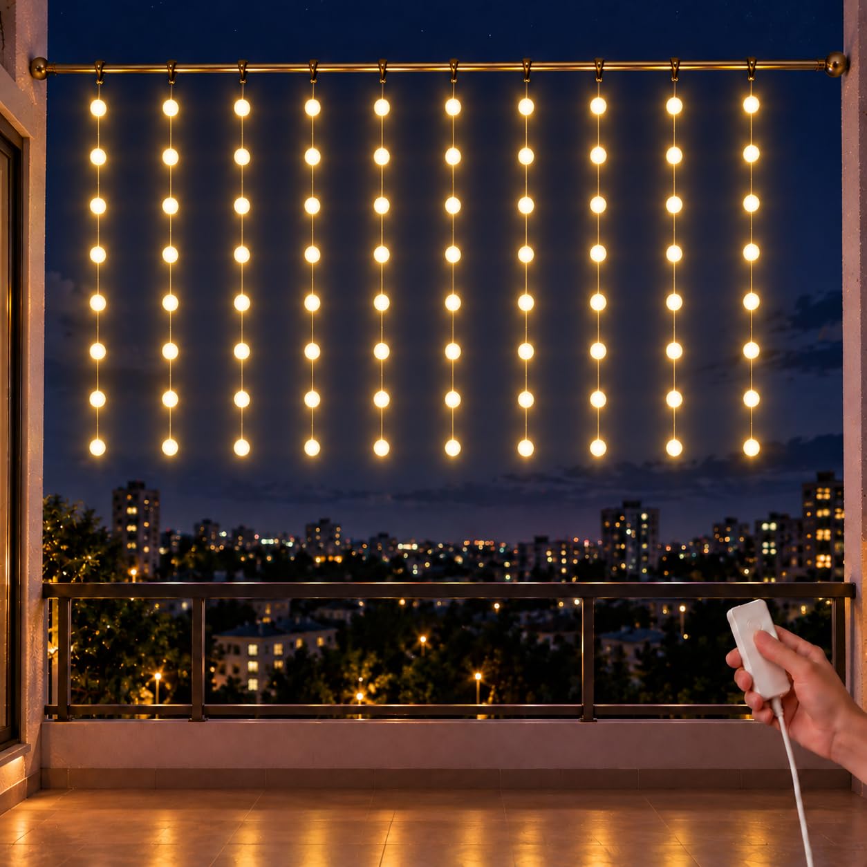 gesto ball curtain fairy lights for decoration – 80 led string lights with 8 modes changer | warm white decorative lights for home decor, room,wall, balcony, christmas & diwali decoration- 10x3 ft
