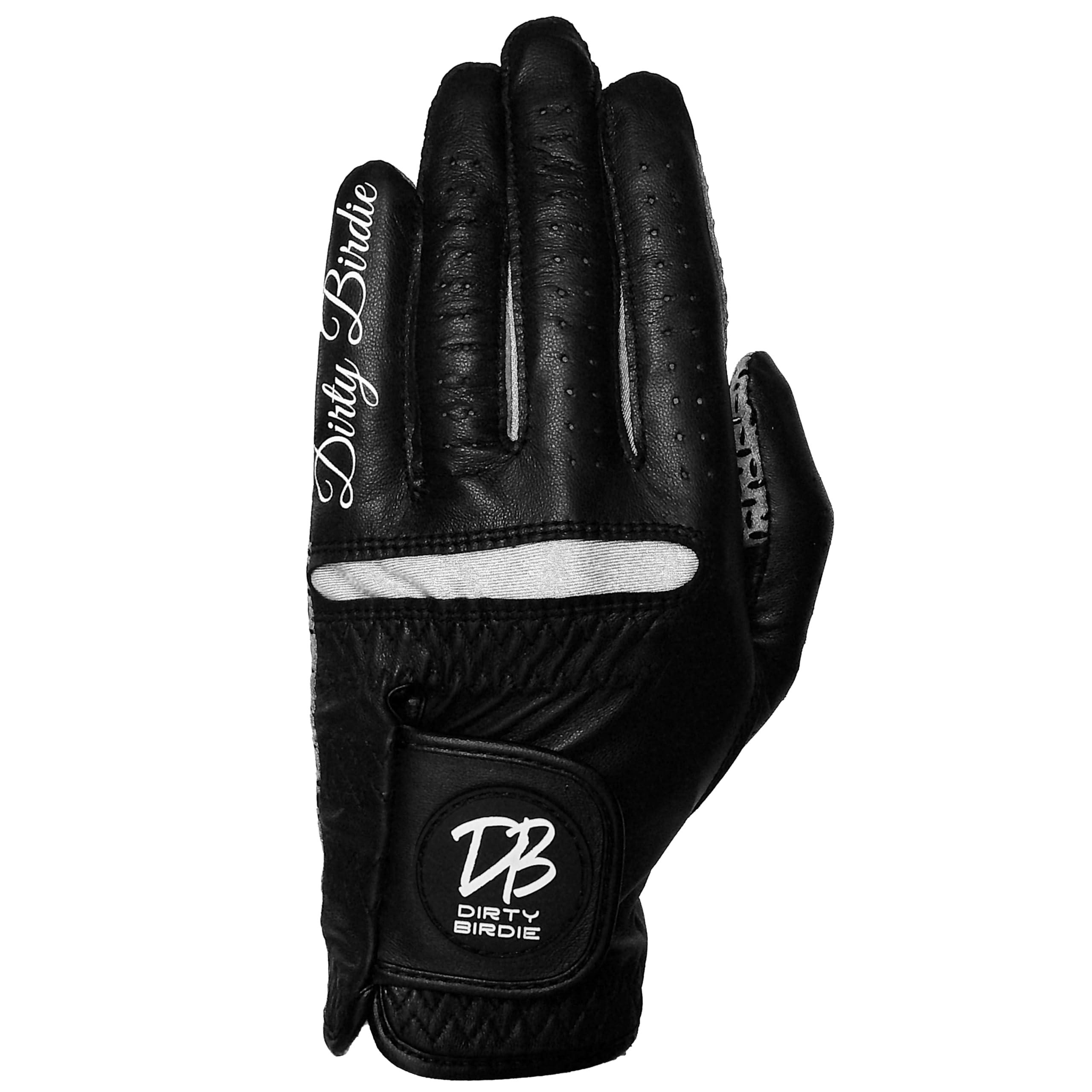 Dirty Birdie Golf | Premium Black Cabretta Leather Golf Glove For Men | Enhanced Grip for All Weather | AAA+ Cabretta Leather | Wear on Left or Right Hand | Winter Golf Glove (ML, Wear on Left Hand)