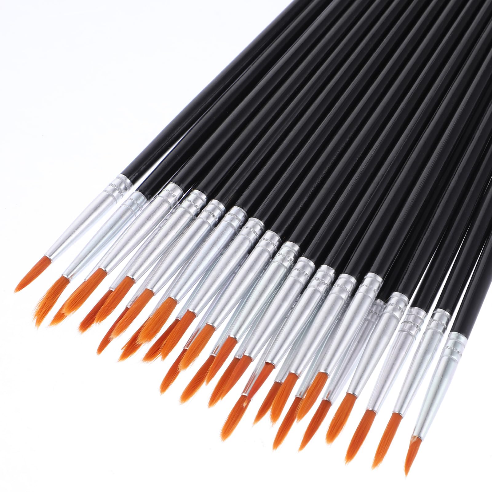 40-teiliges Pinsel Set - 20 Flachpinsel & 20 Rundpinsel Für Kunst & Details
