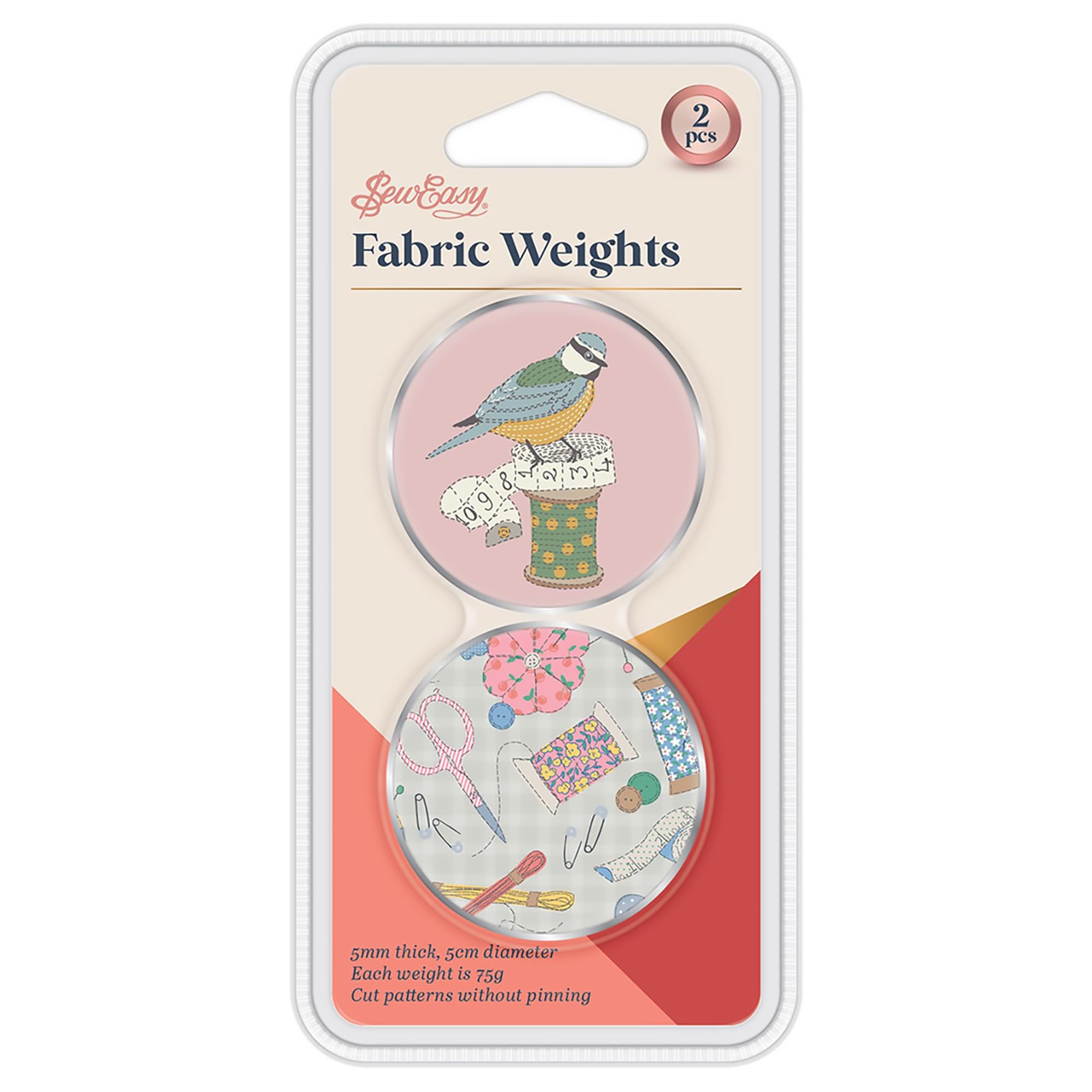 Sew Easy Pattern Fabric Weights - for Sewing, Crafts, Pattern Cutting, Dressmaking, Tailoring, Quilting, 2 x 75g, Birds