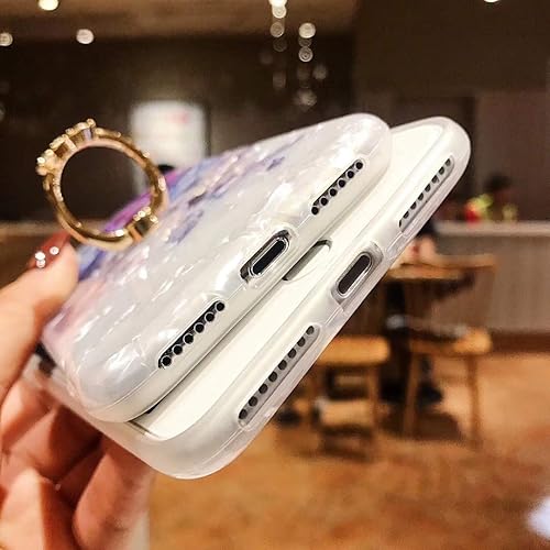 Miniatura 7 de Qokey Funda compatible con iPhone 11 de 6.1 pulgadas, diseño floral transparente para mujer con soporte de anillo giratorio de 360 grados, funda de