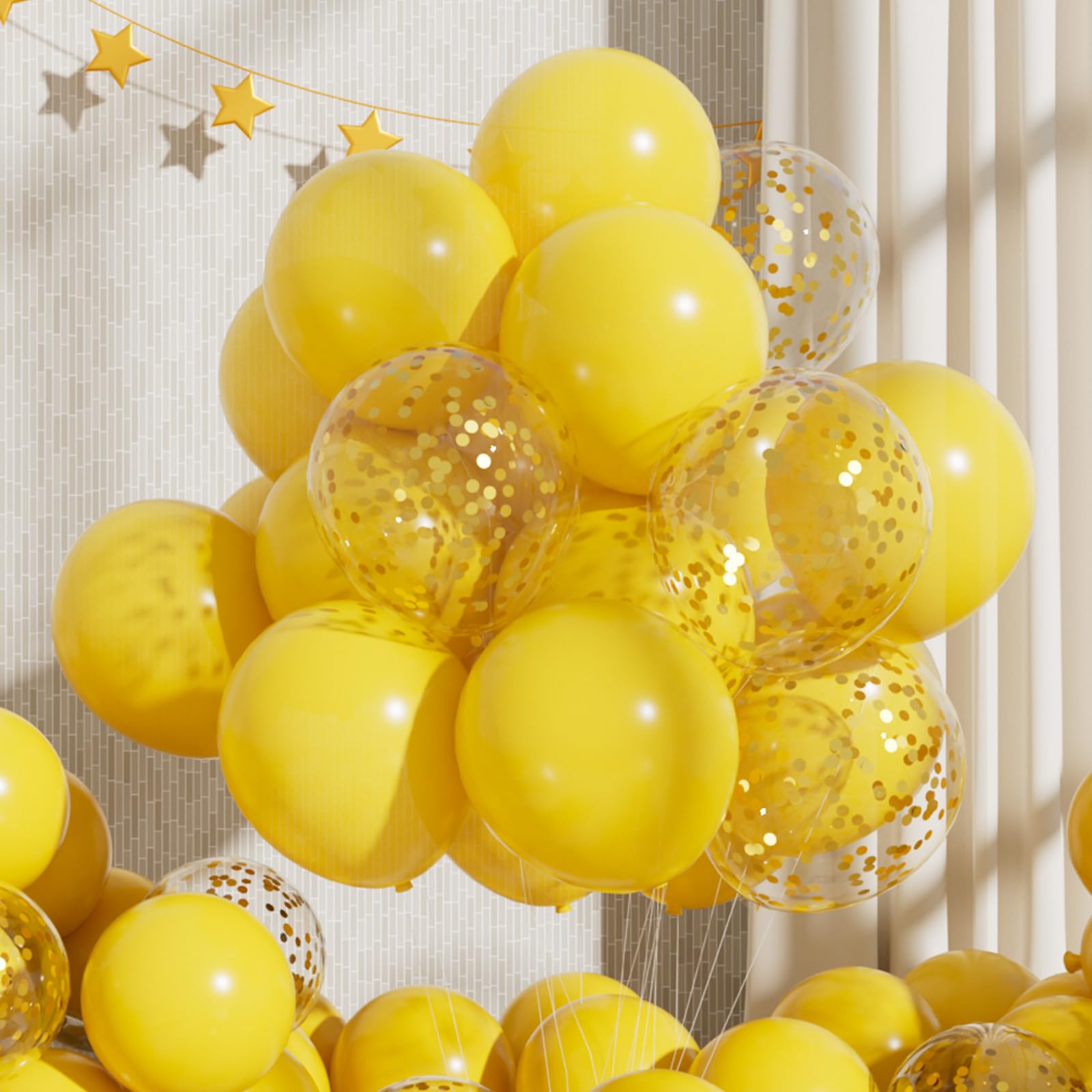 RainbowQ Party 55PCS Yellow Balloons with Confetti, 12 Inch Latex Balloon Helium for Anniversary Birthday Wedding Graduation Party Decorations — image 1